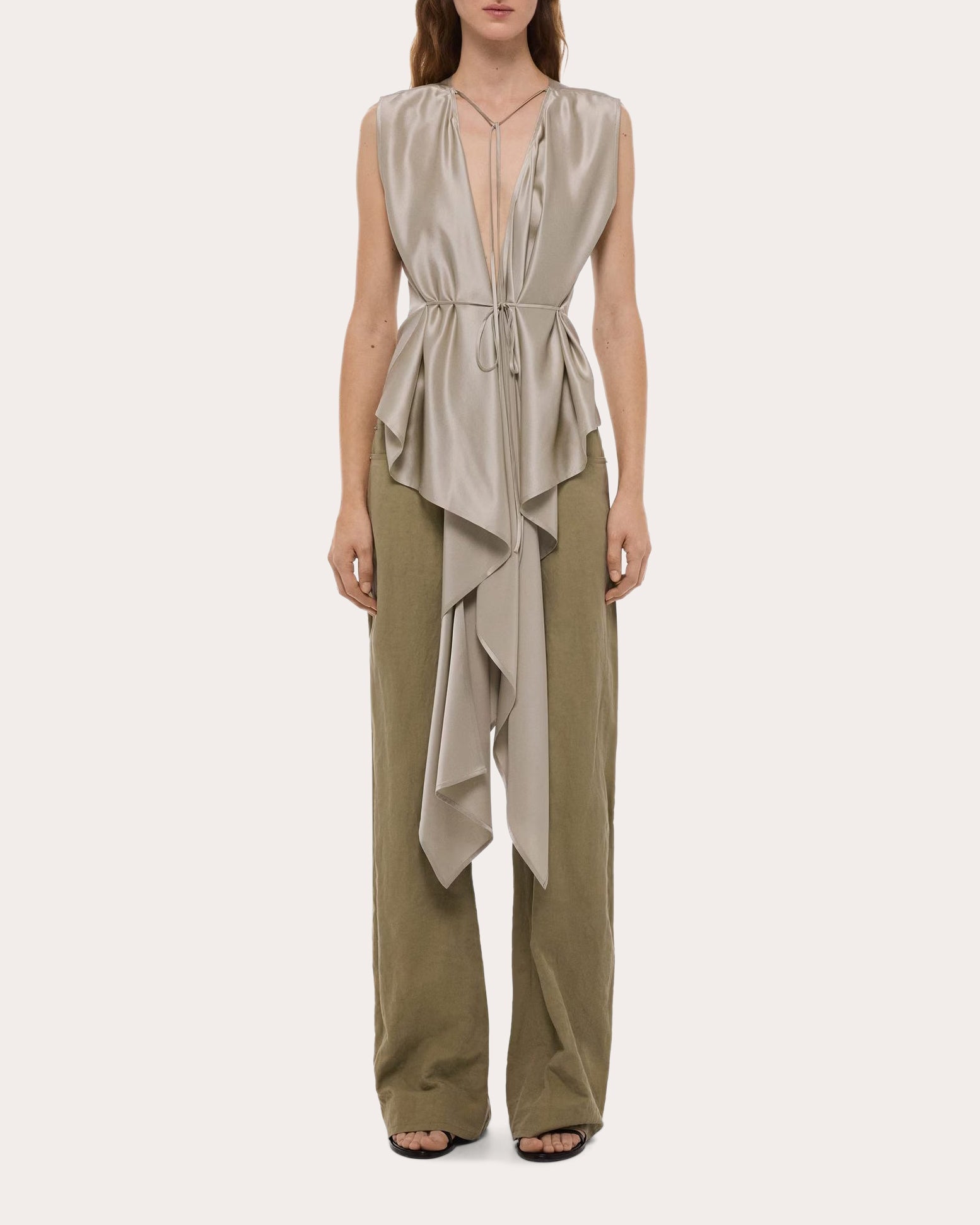 Silk Reversible Draped Scarf Top