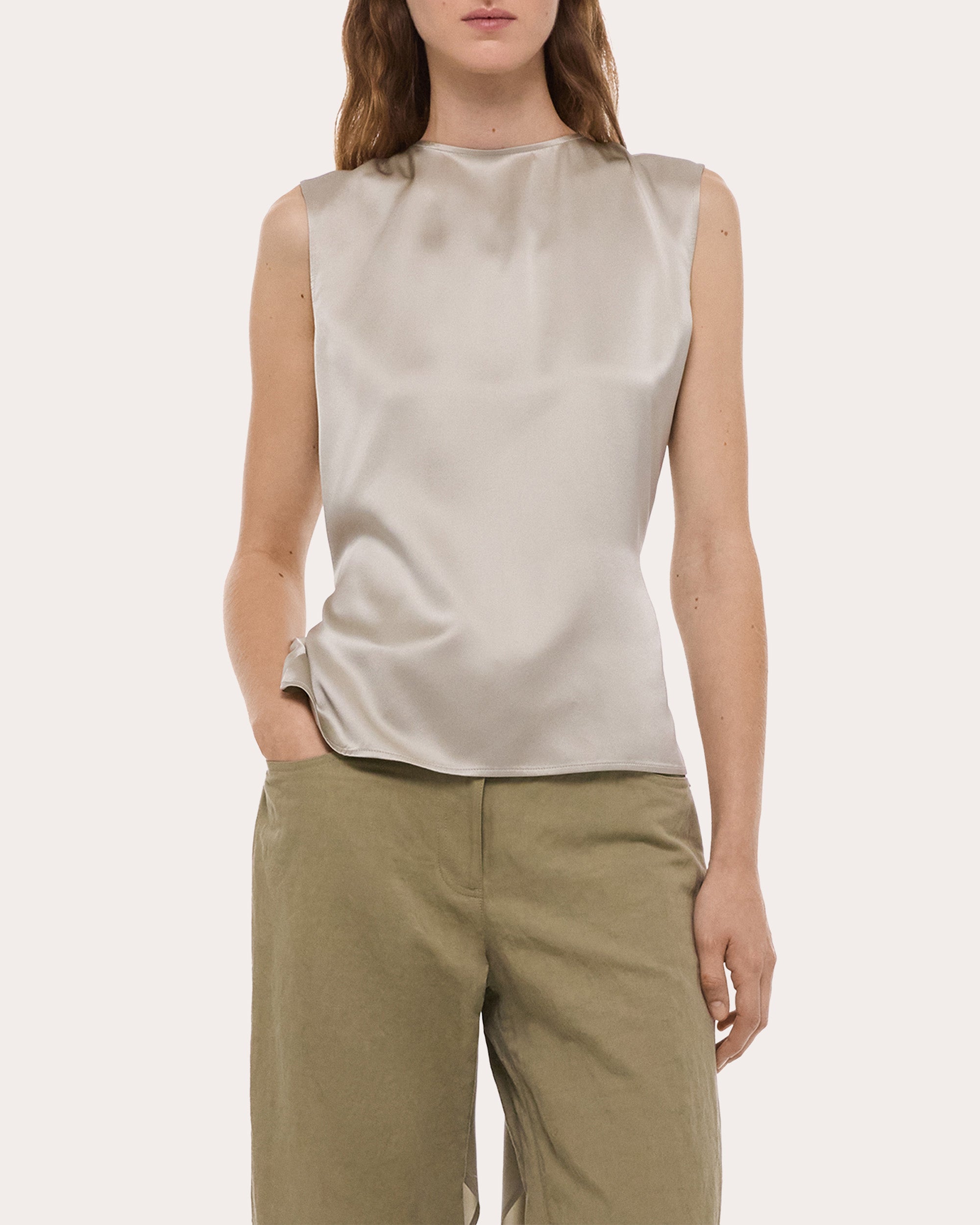 Silk Reversible Draped Scarf Top