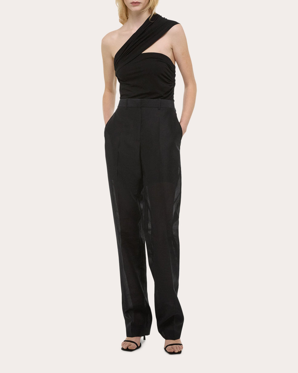 Sheer Organza Straight-Leg Car Trousers