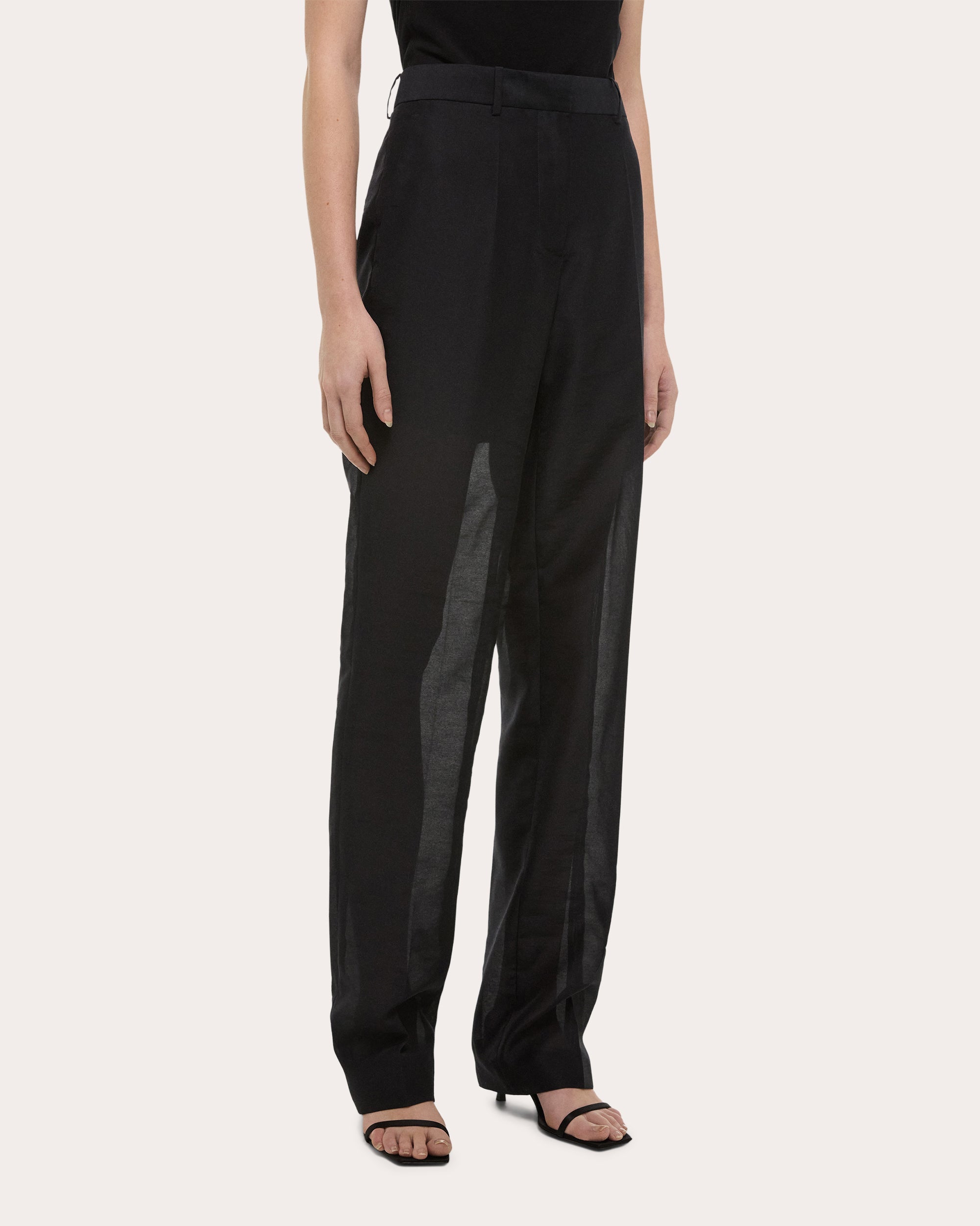 Sheer Organza Straight-Leg Car Trousers