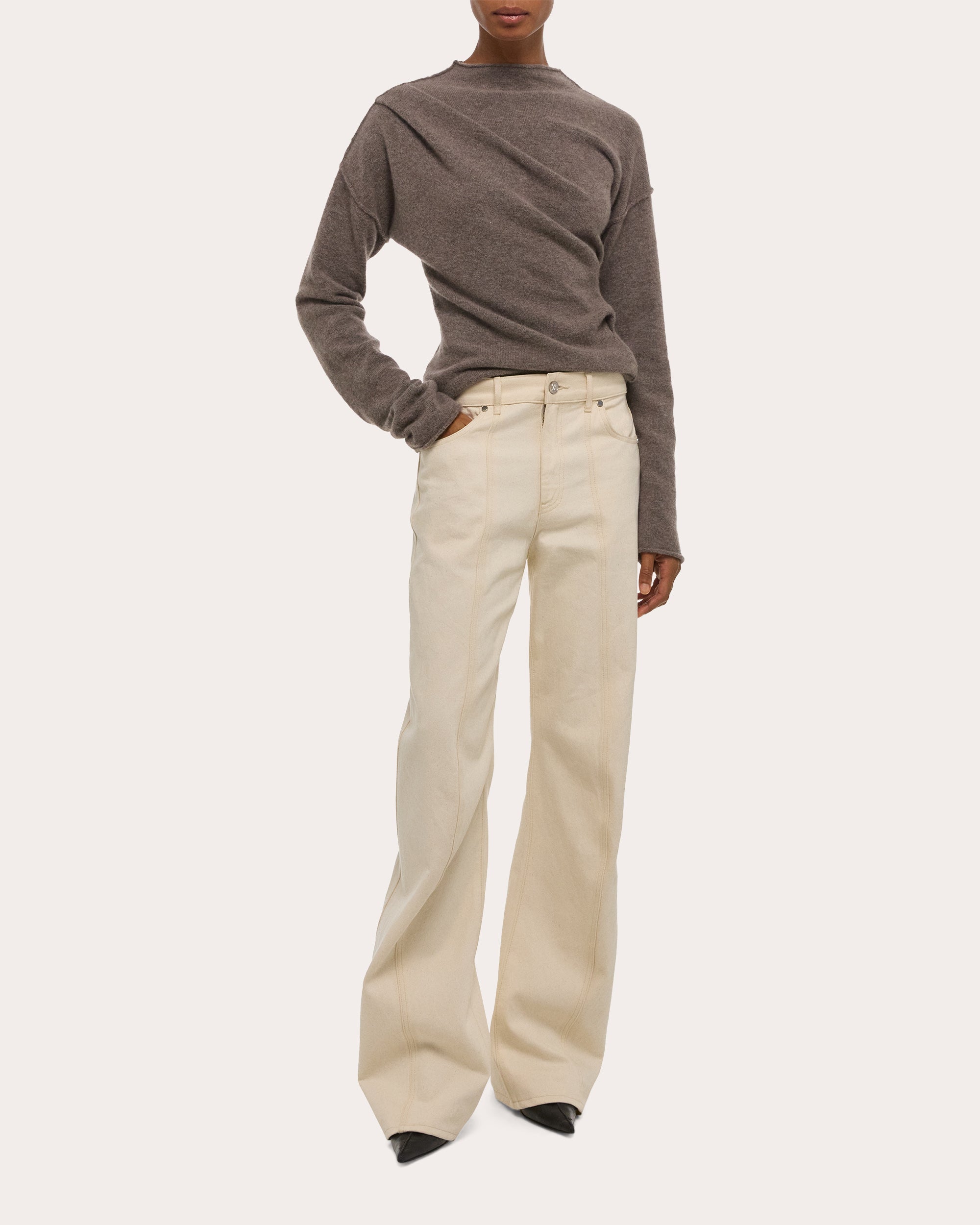 Curved Seam Straight-Leg Ski Jeans