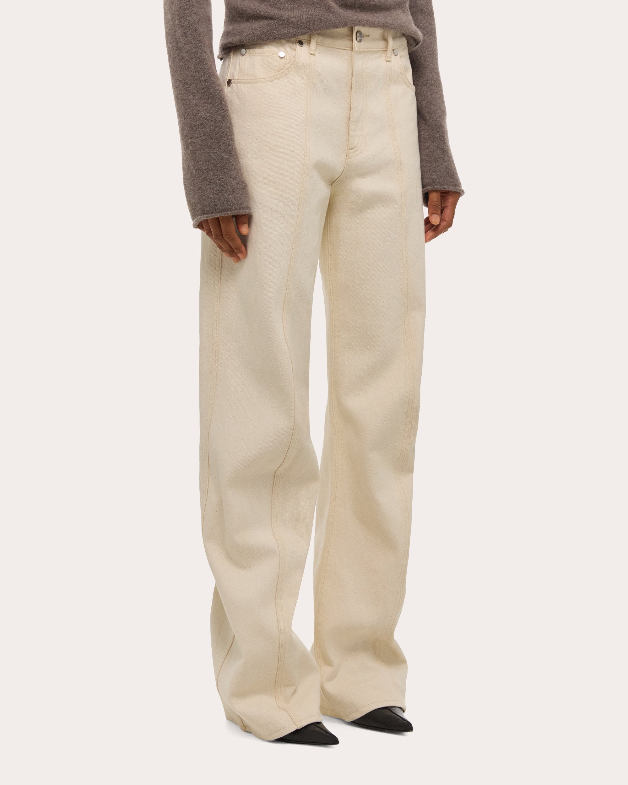 Curved Seam Straight-Leg Ski Jeans