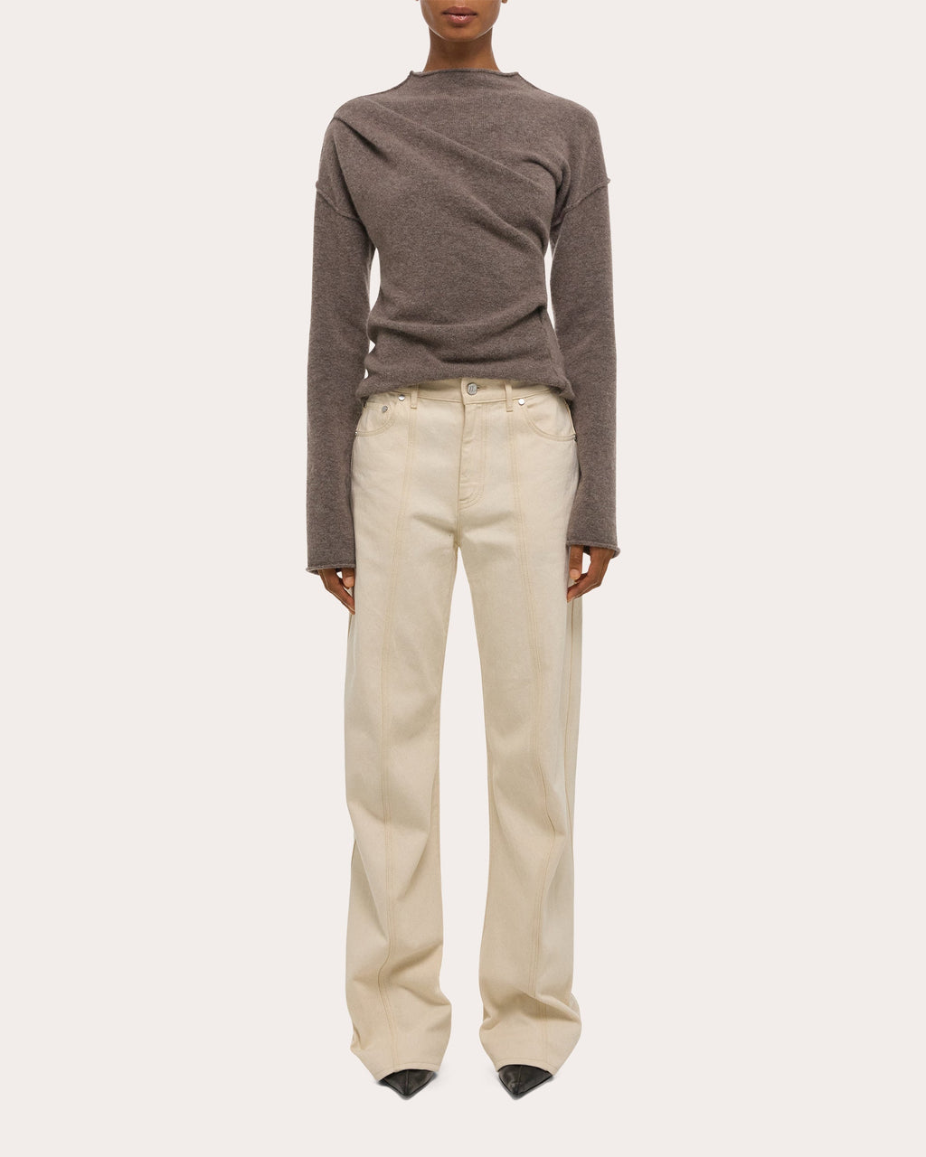 Curved Seam Straight-Leg Ski Jeans