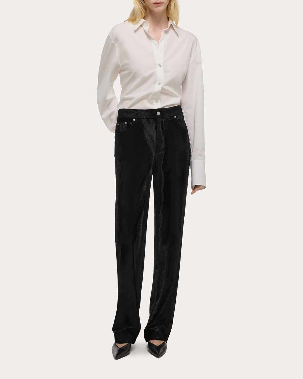 Faux Pony Hide Straight-Leg Pants