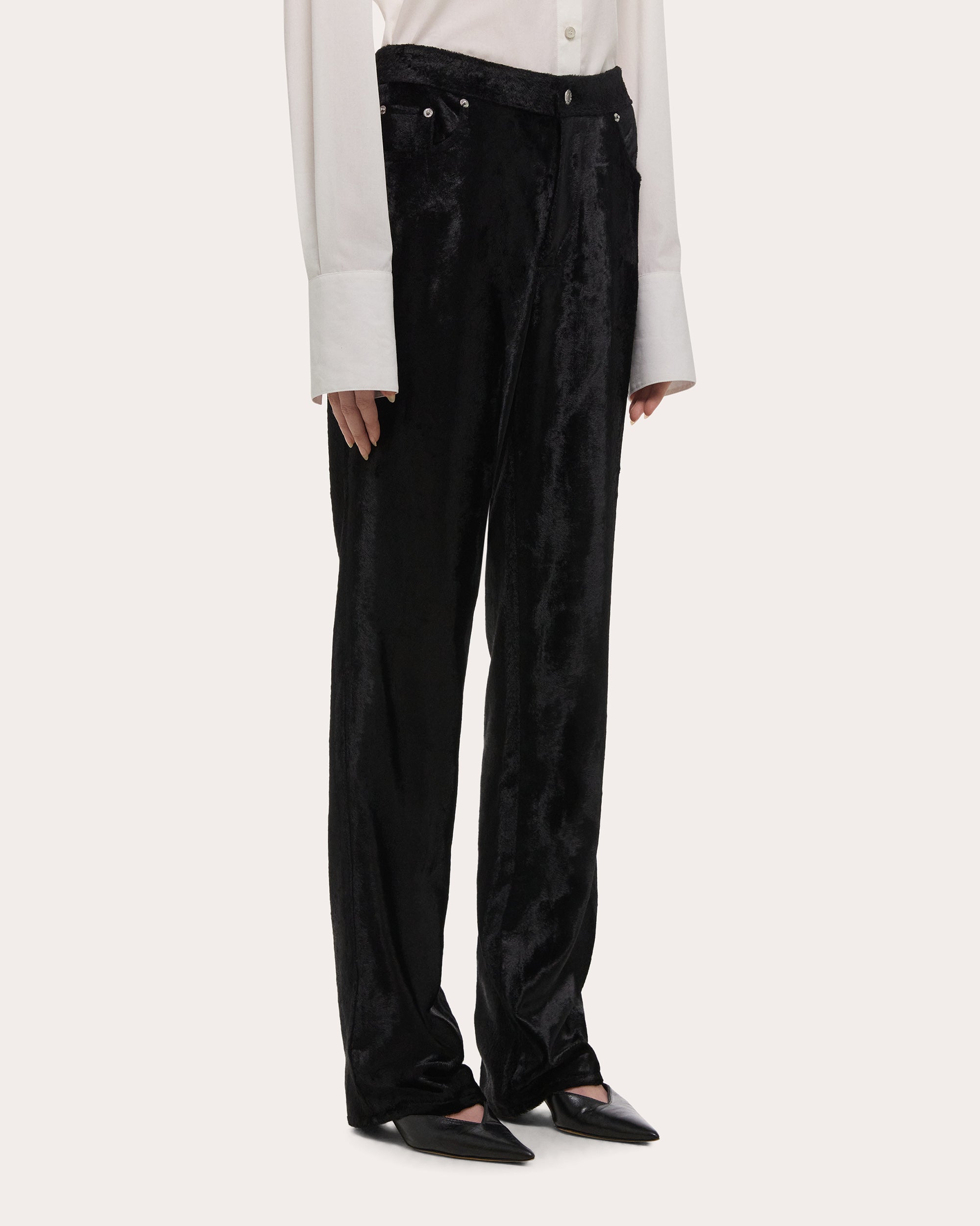 Faux Pony Hide Straight-Leg Pants