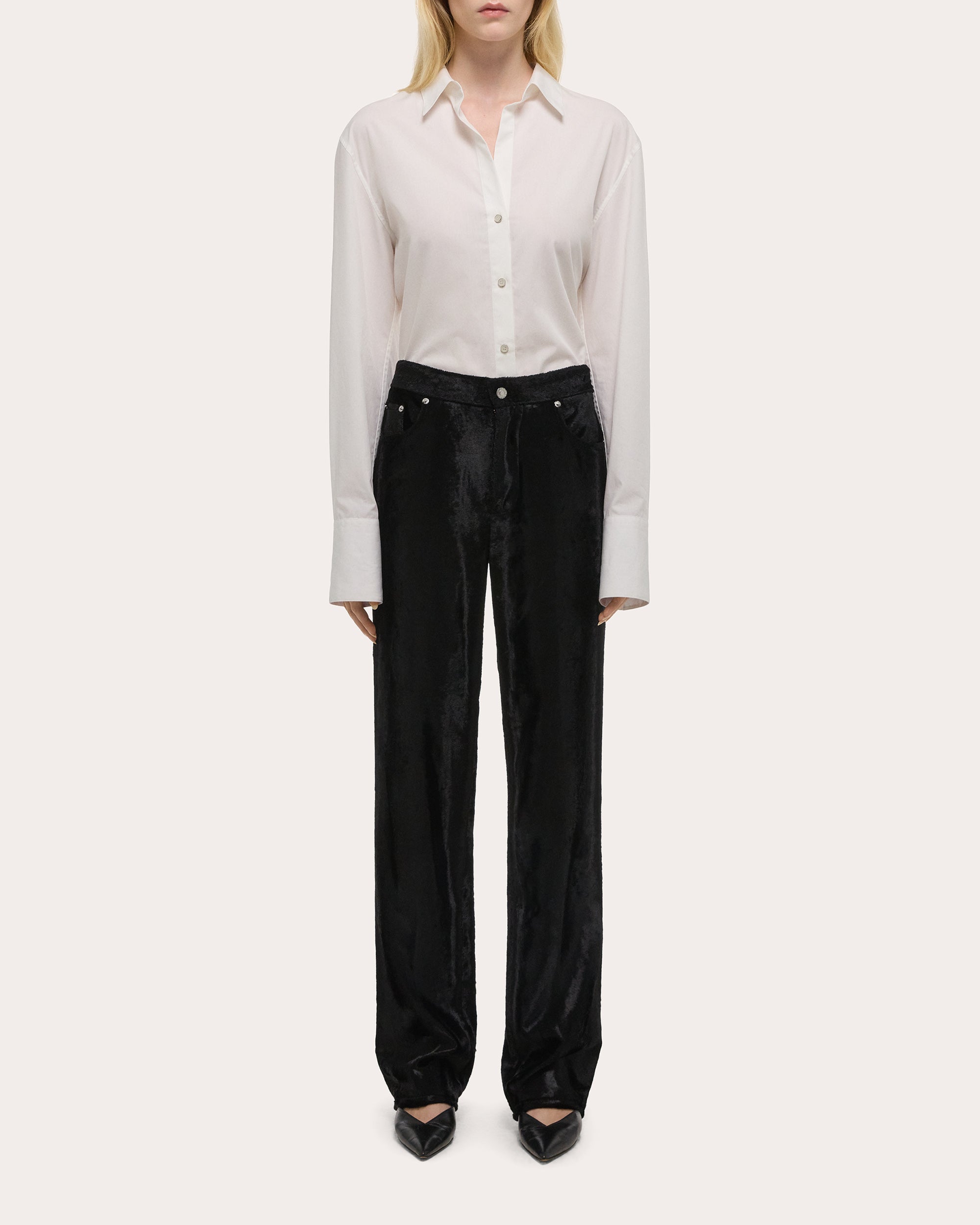 Faux Pony Hide Straight-Leg Pants