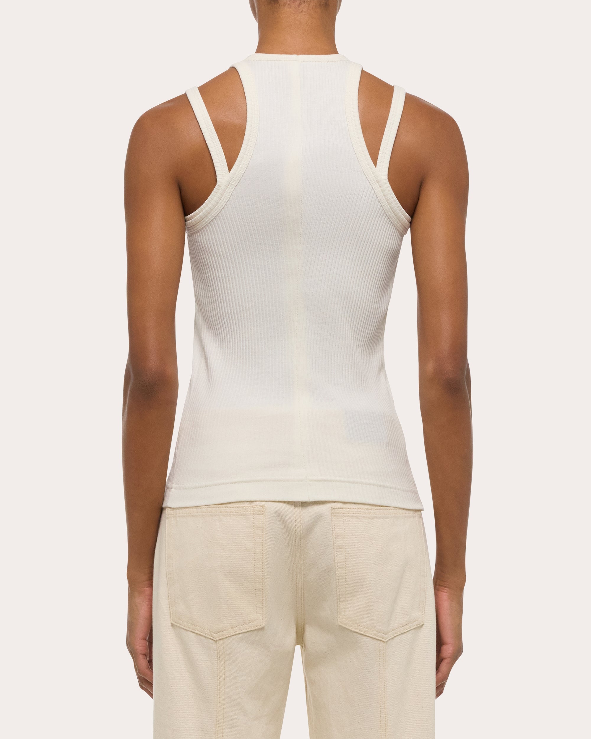 Ribbed Cotton Strappy Racerback Tank Top