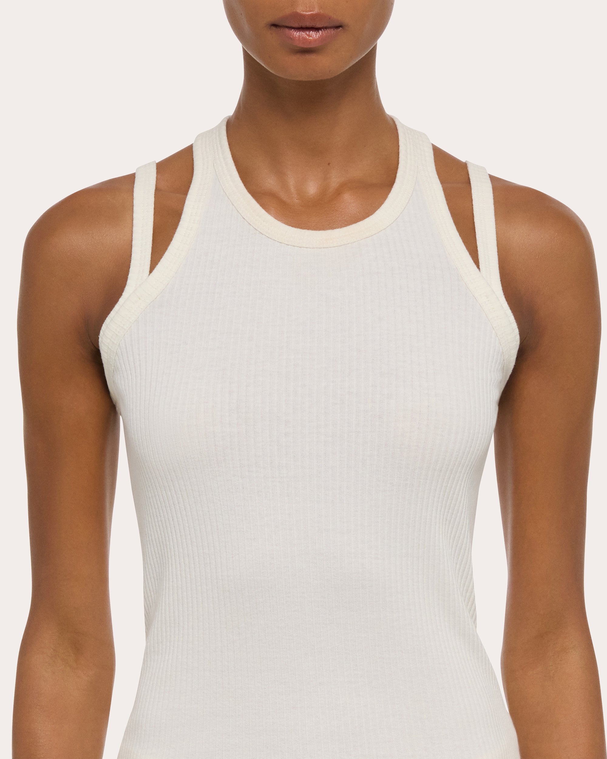 Ribbed Cotton Strappy Racerback Tank Top