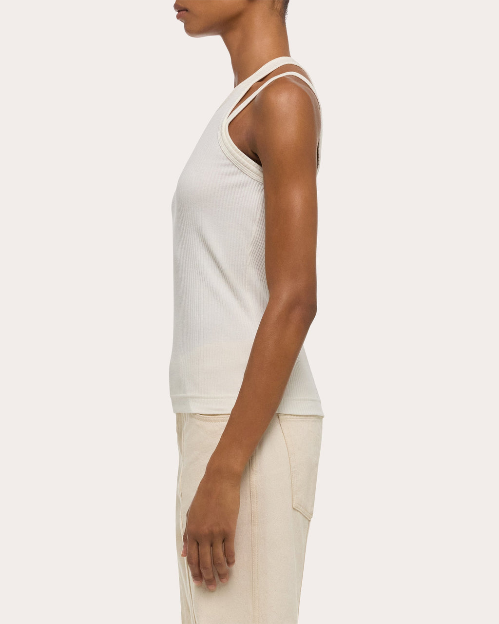 Ribbed Cotton Strappy Racerback Tank Top