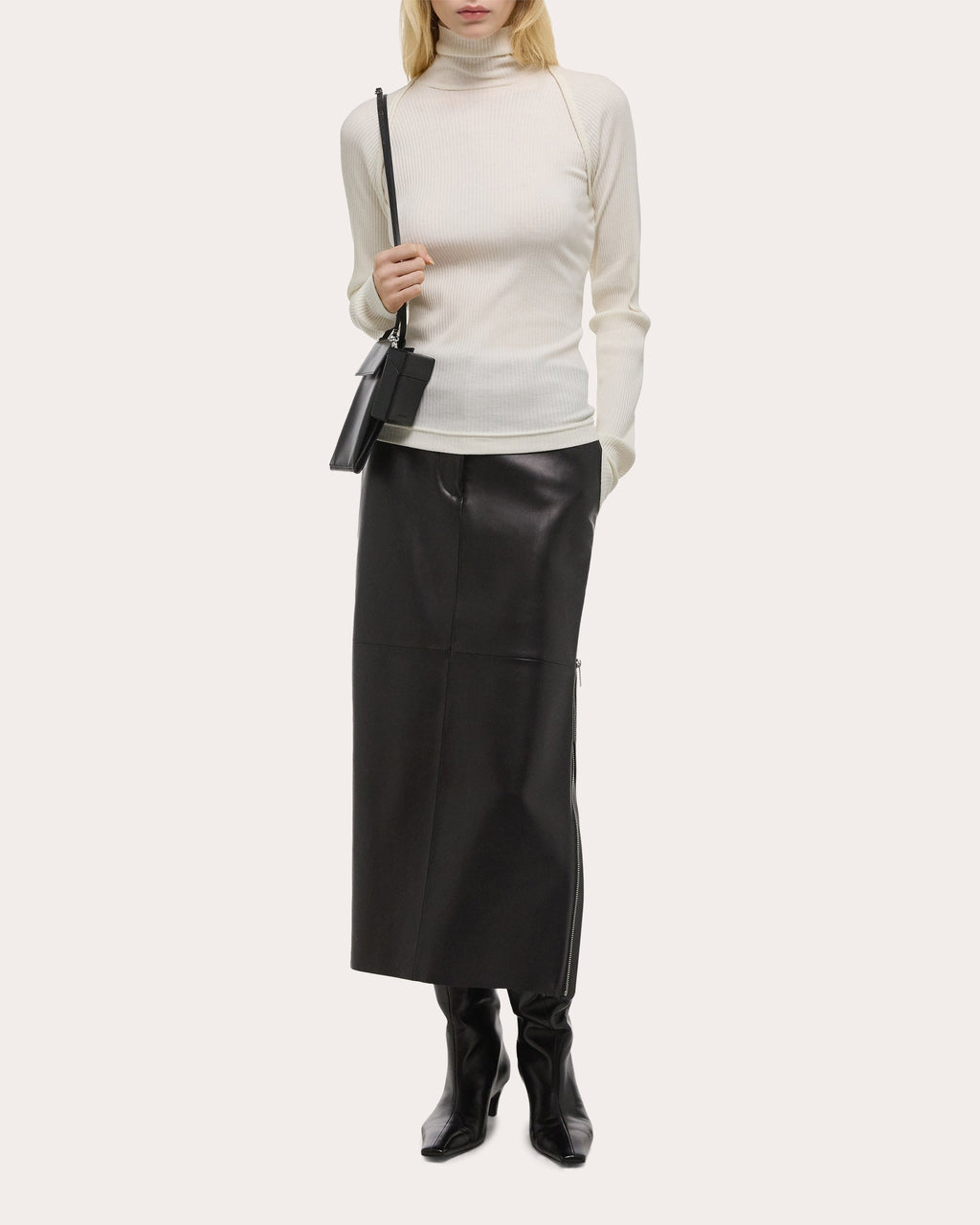 Ribbed Knit Cotton Shrug Turtleneck