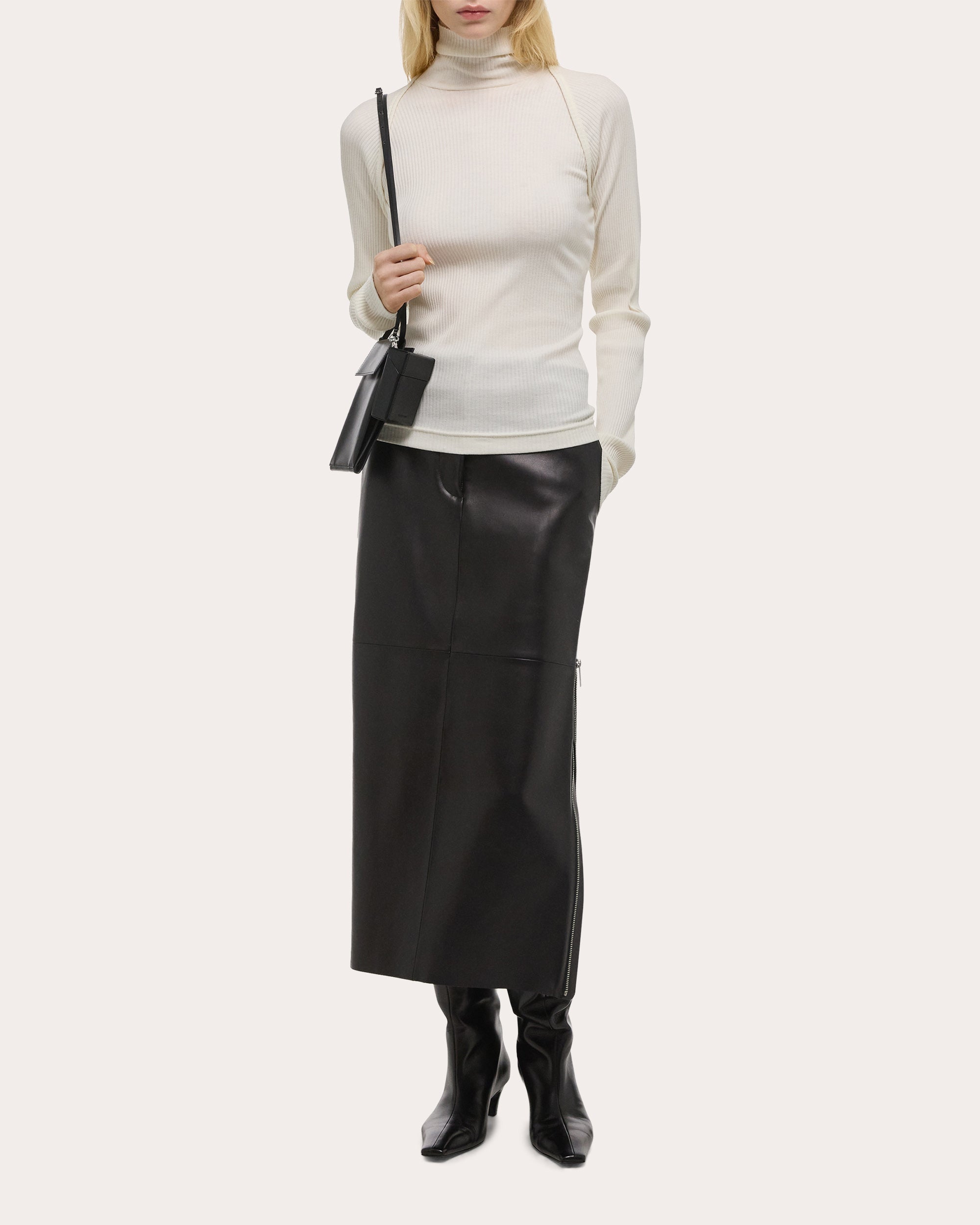 Ribbed Knit Cotton Shrug Turtleneck