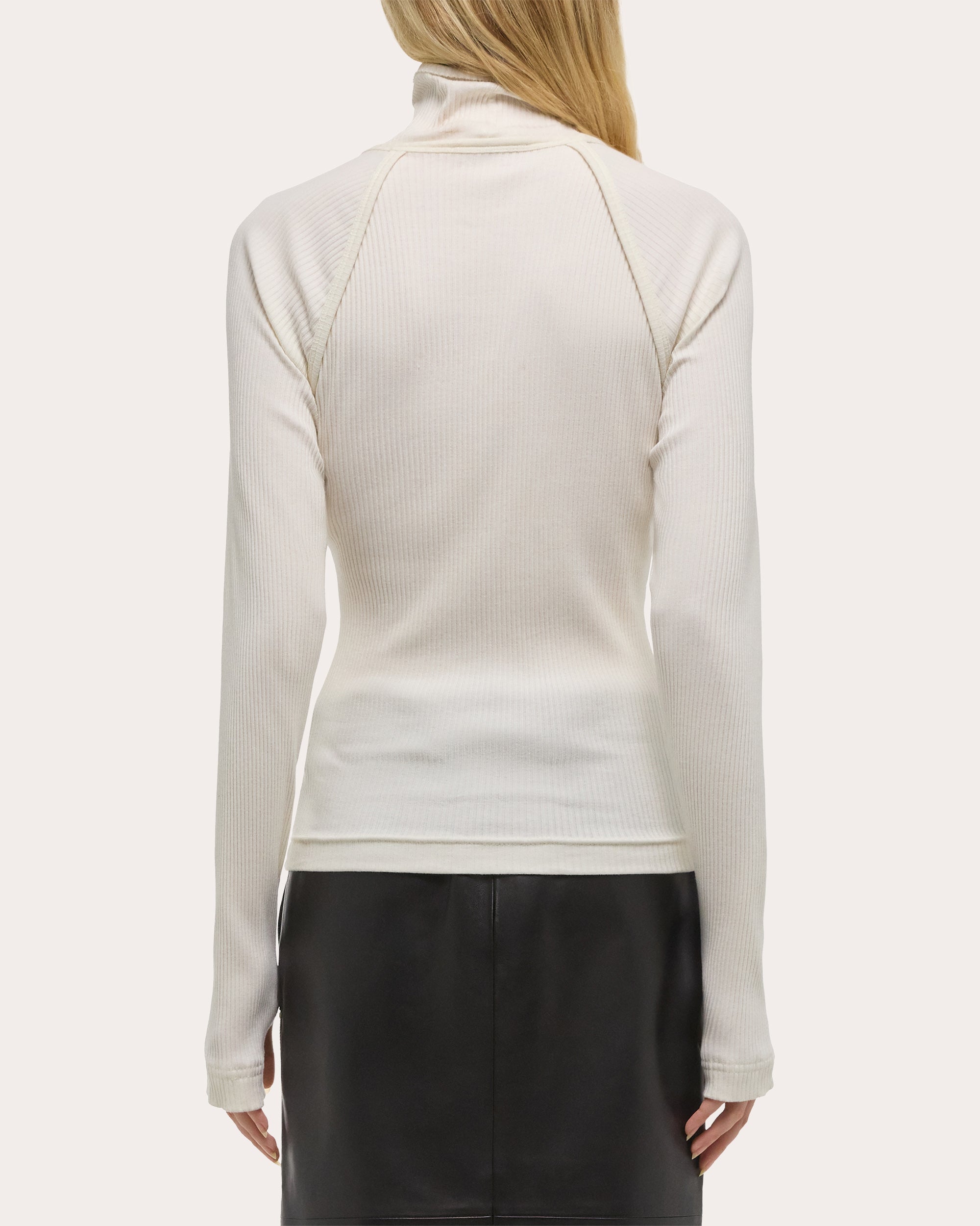 Ribbed Knit Cotton Shrug Turtleneck