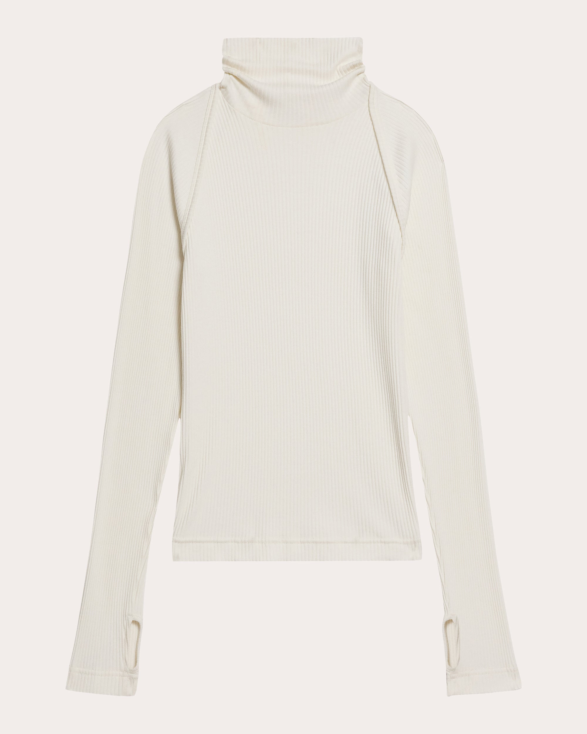 Ribbed Knit Cotton Shrug Turtleneck