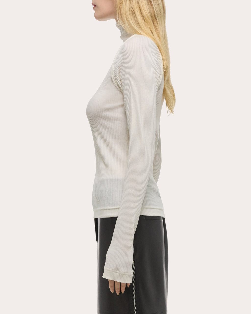 Ribbed Knit Cotton Shrug Turtleneck