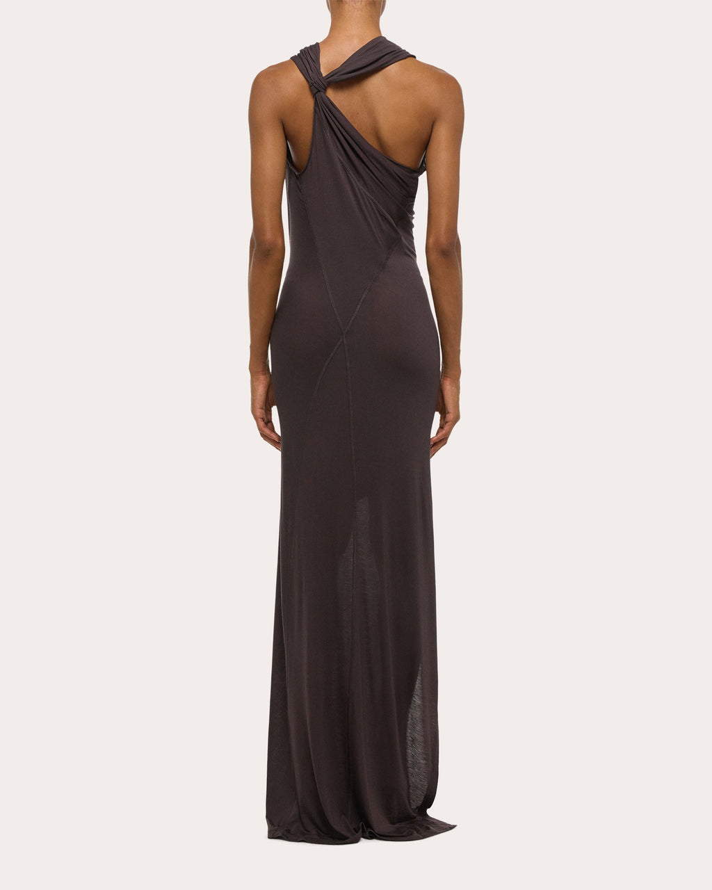 Stretch Jersey Draped Wind Sleeveless Maxi Dress
