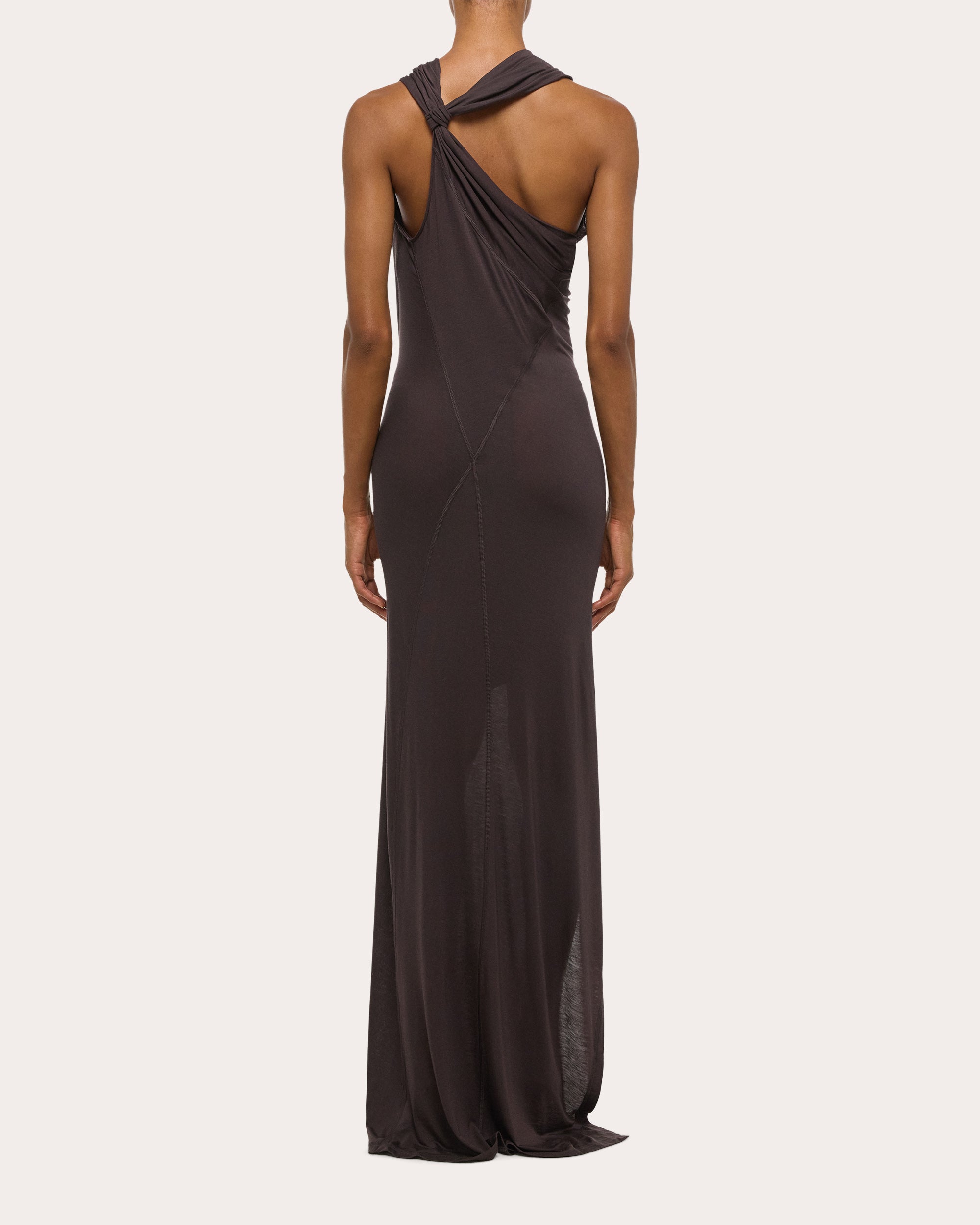 Stretch Jersey Draped Wind Sleeveless Maxi Dress