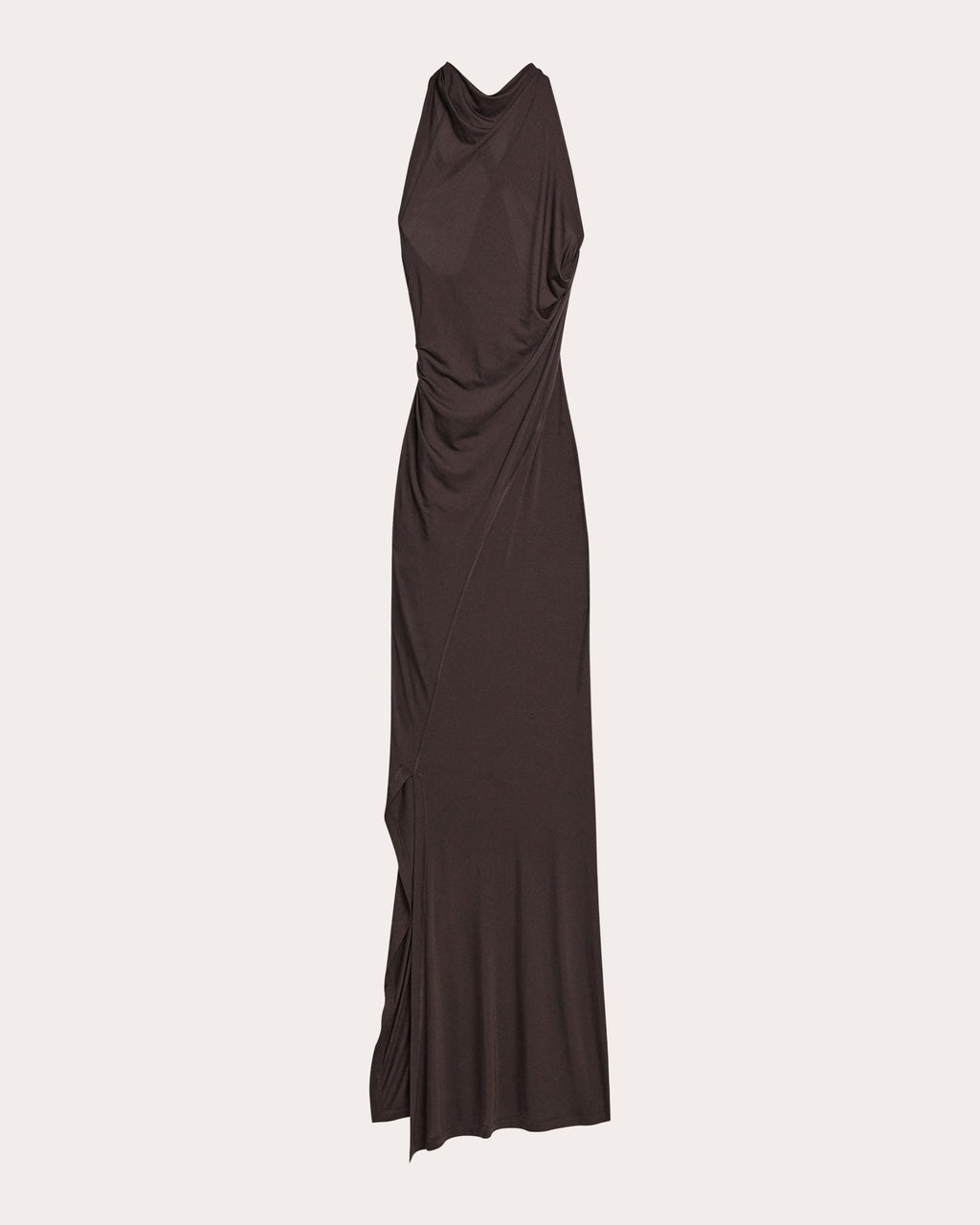 Stretch Jersey Draped Wind Sleeveless Maxi Dress