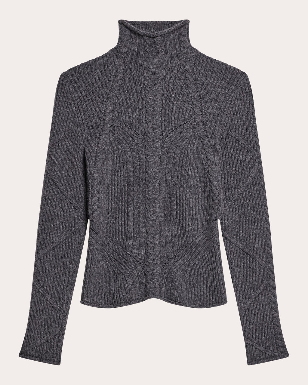 Cable Knit Wool Bustier Turtleneck