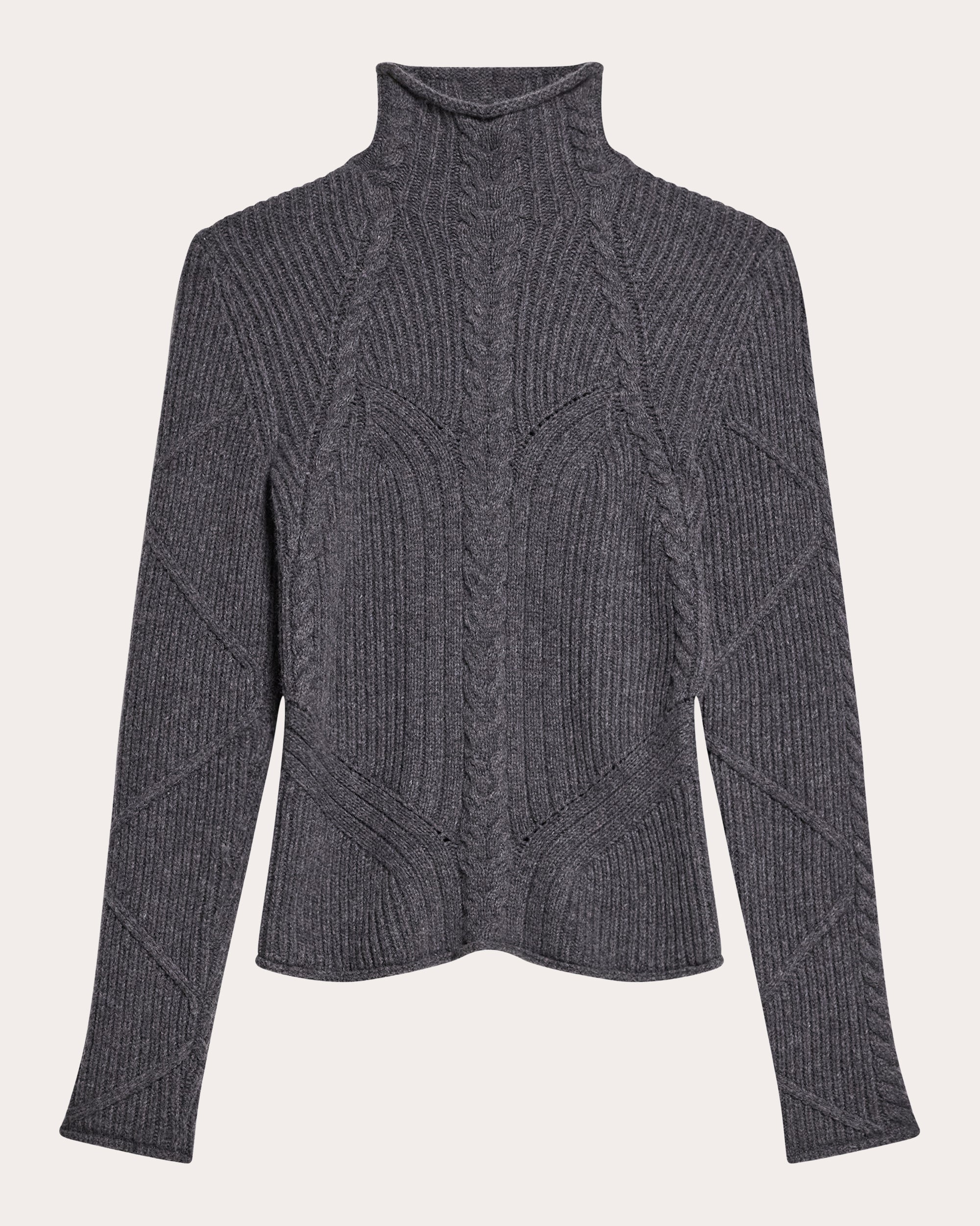 Cable Knit Wool Bustier Turtleneck