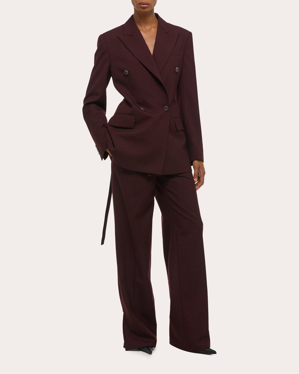 Wool Belted Double-Breasted Blazer