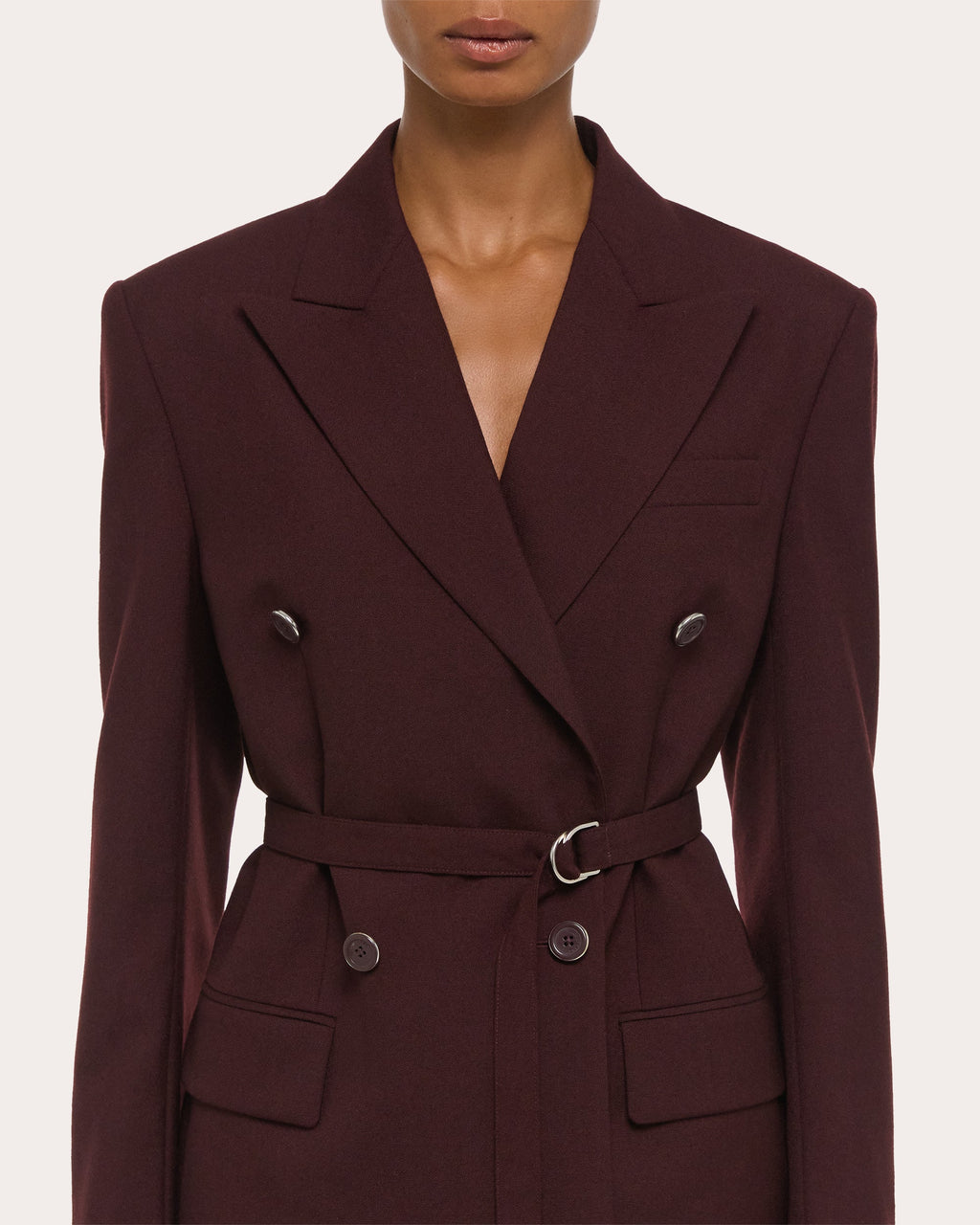 Wool Belted Double-Breasted Blazer
