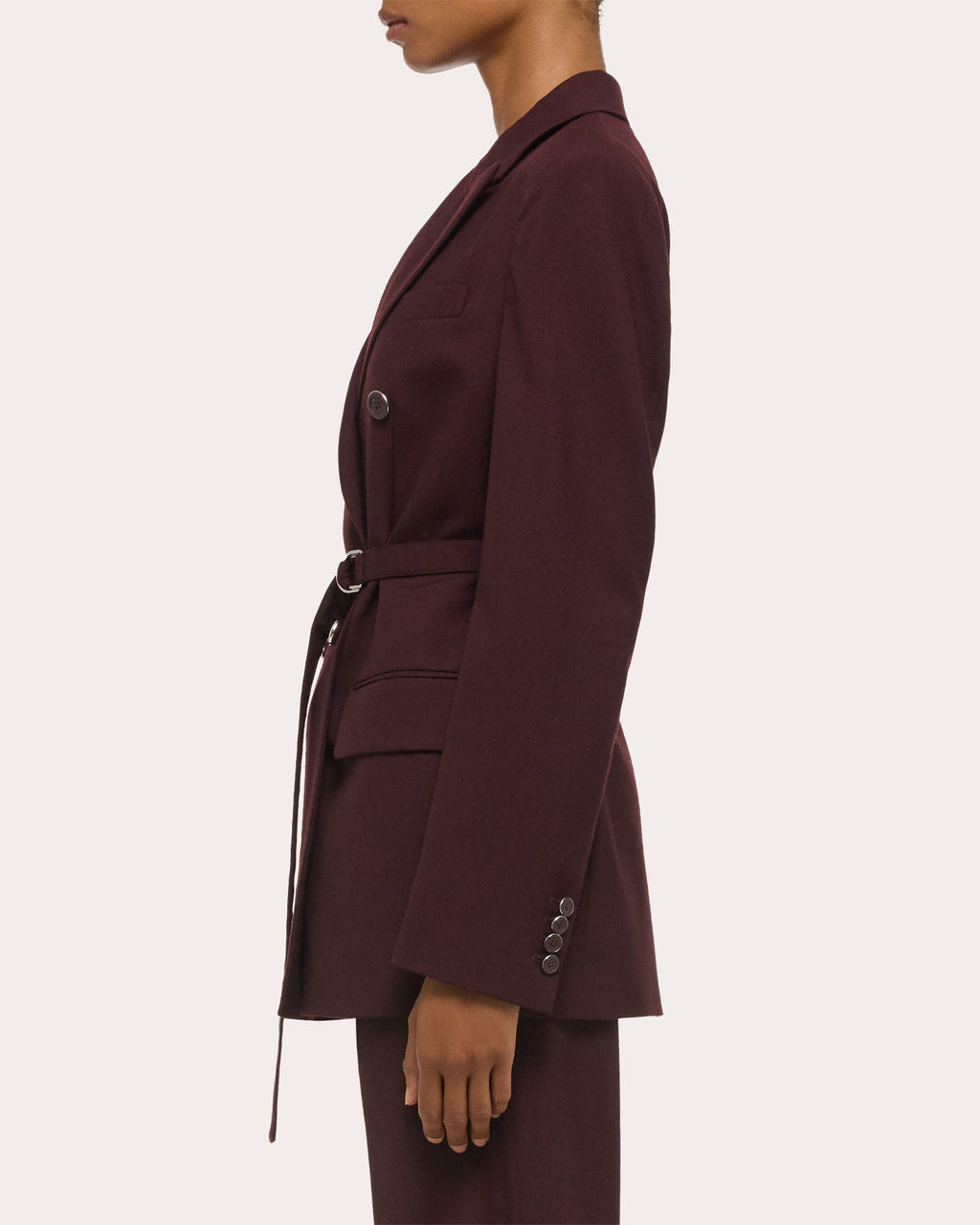 Wool Belted Double-Breasted Blazer