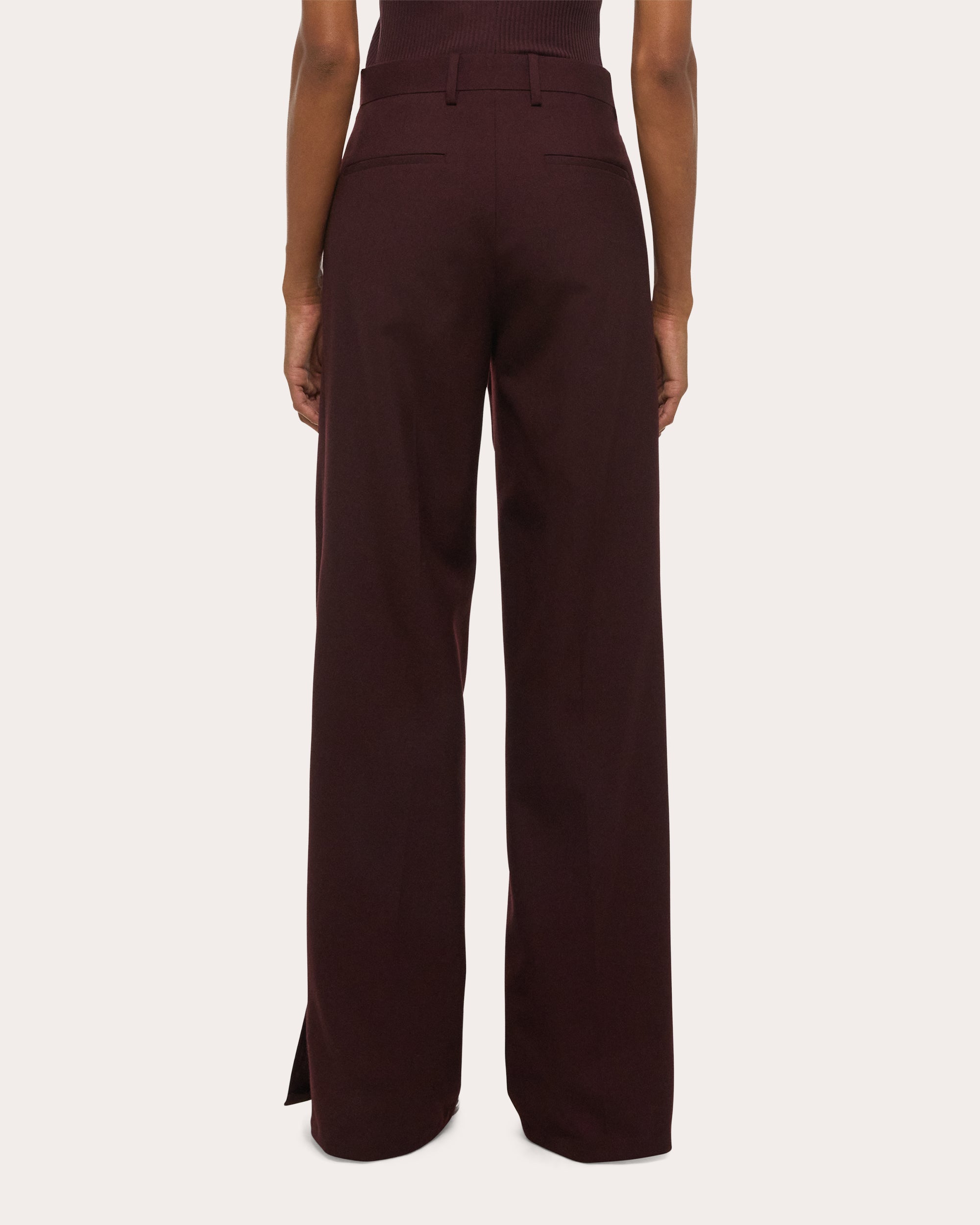 Wool Vented Straight-Leg Trousers