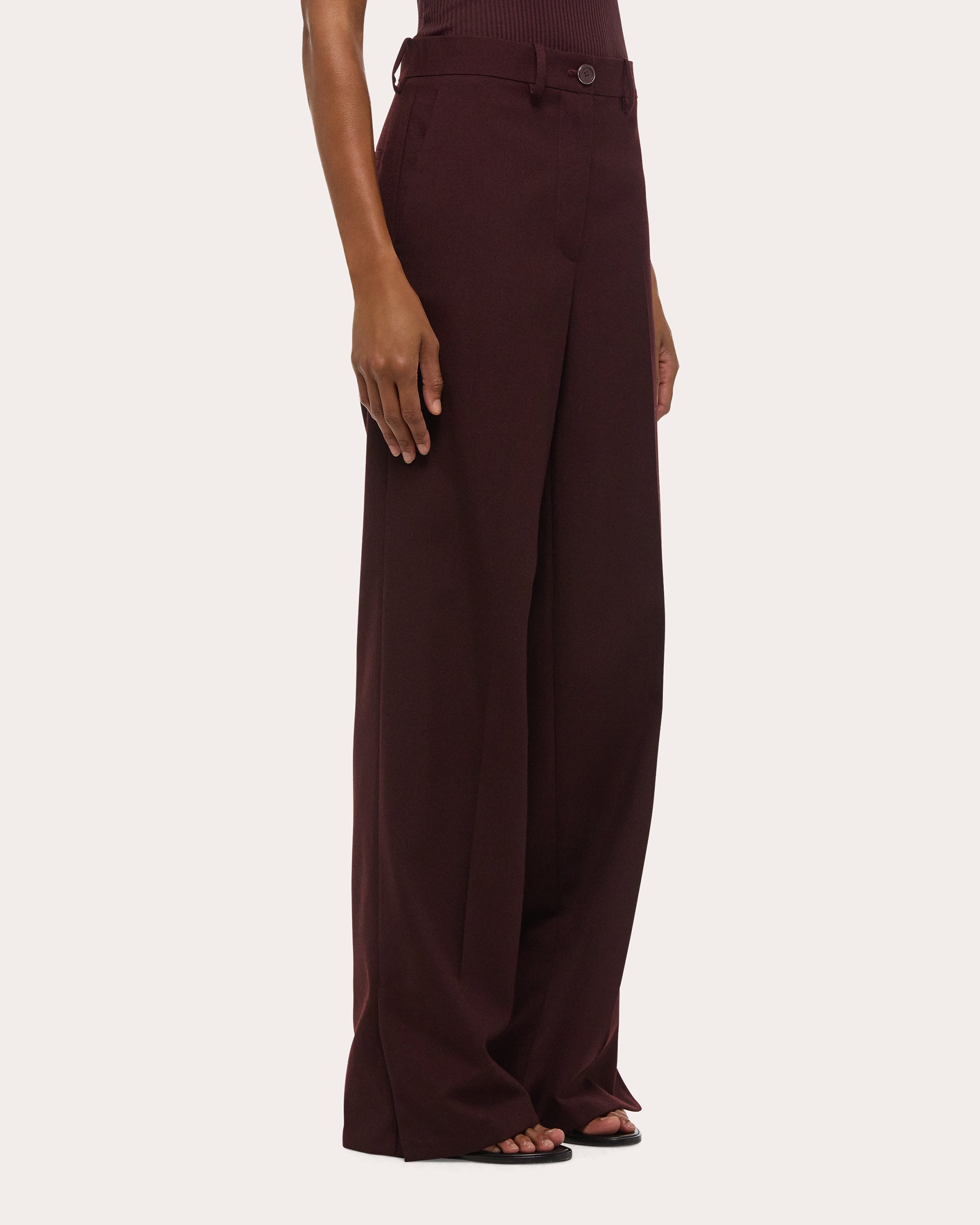 Wool Vented Straight-Leg Trousers