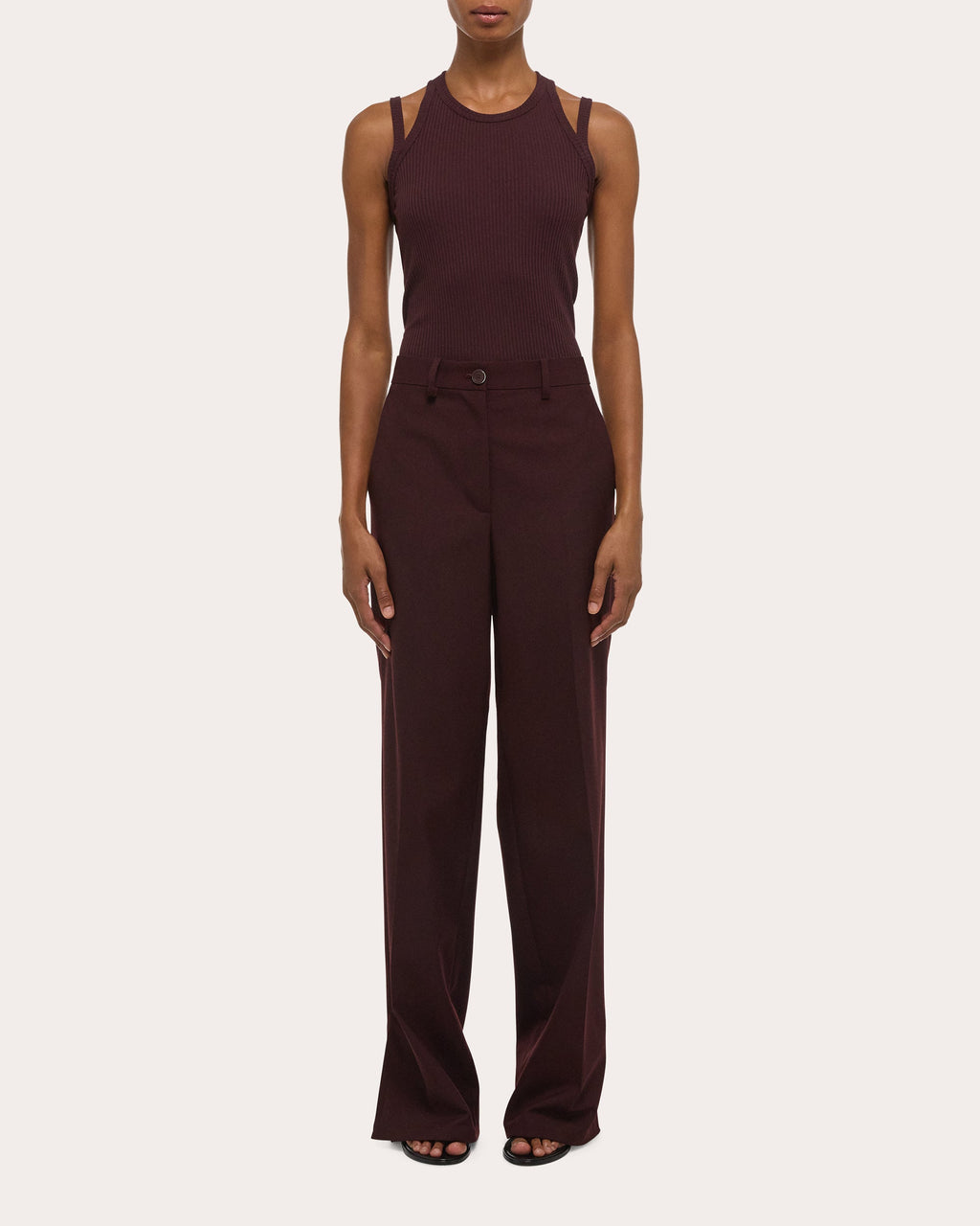 Wool Vented Straight-Leg Trousers
