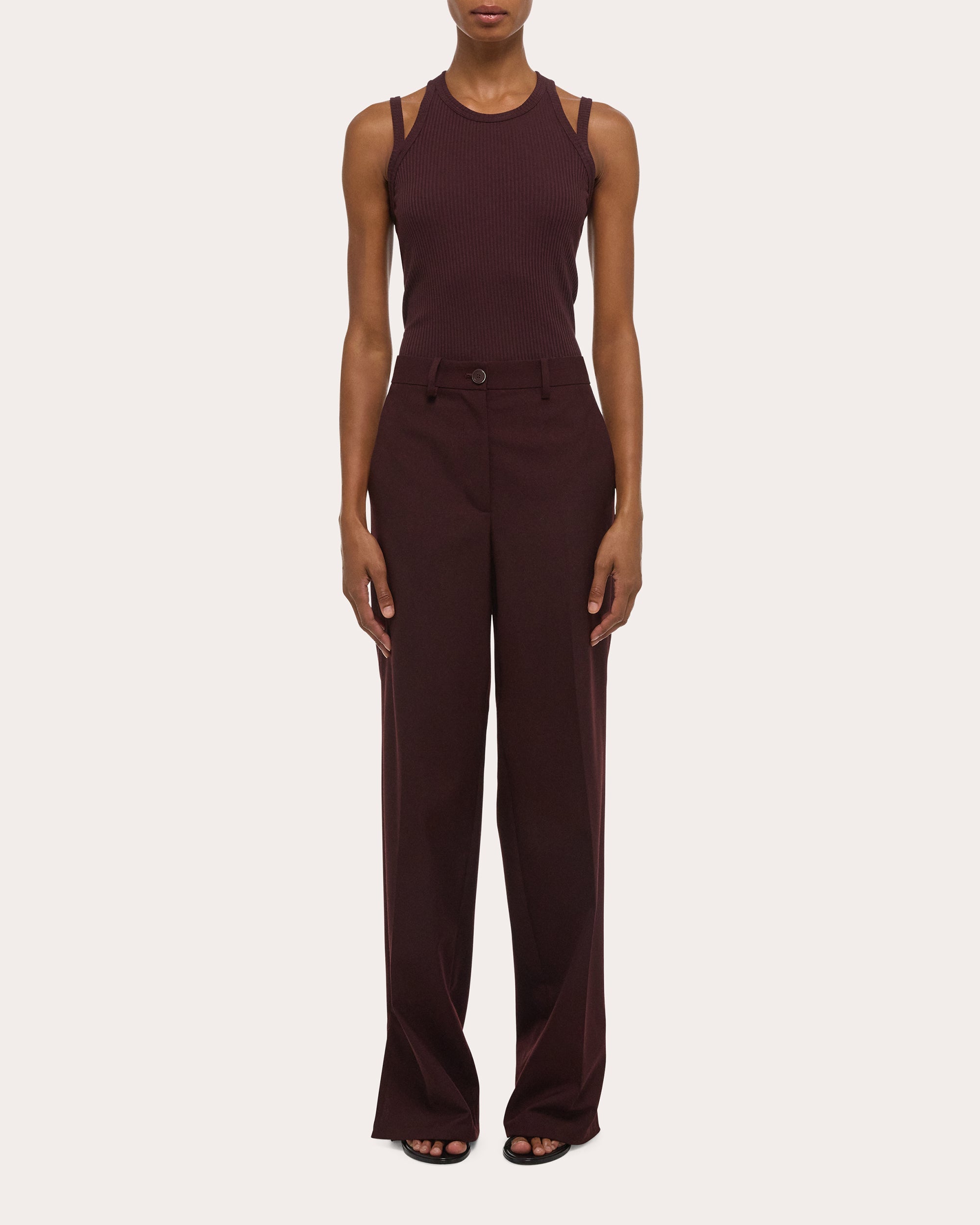 Wool Vented Straight-Leg Trousers