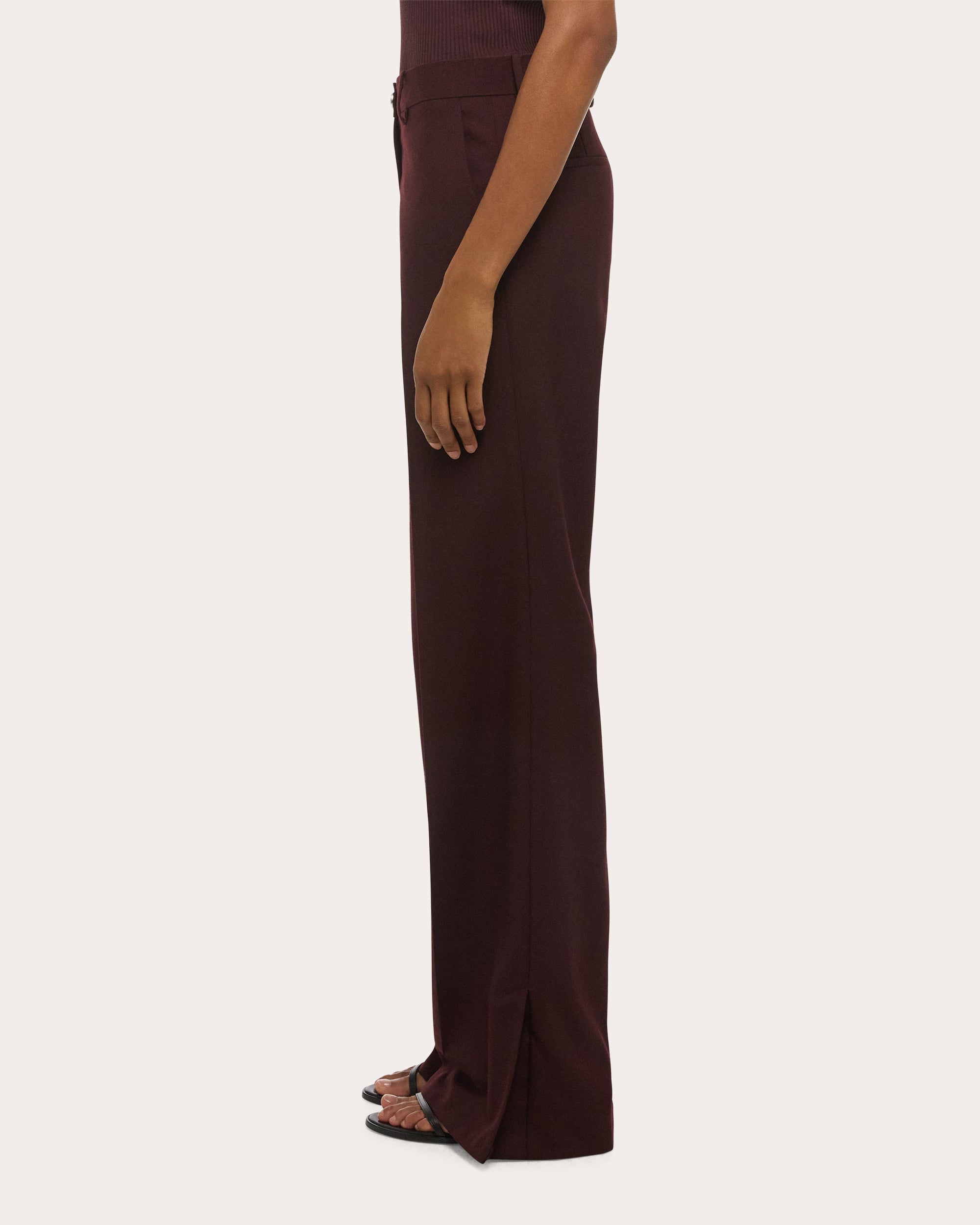 Wool Vented Straight-Leg Trousers