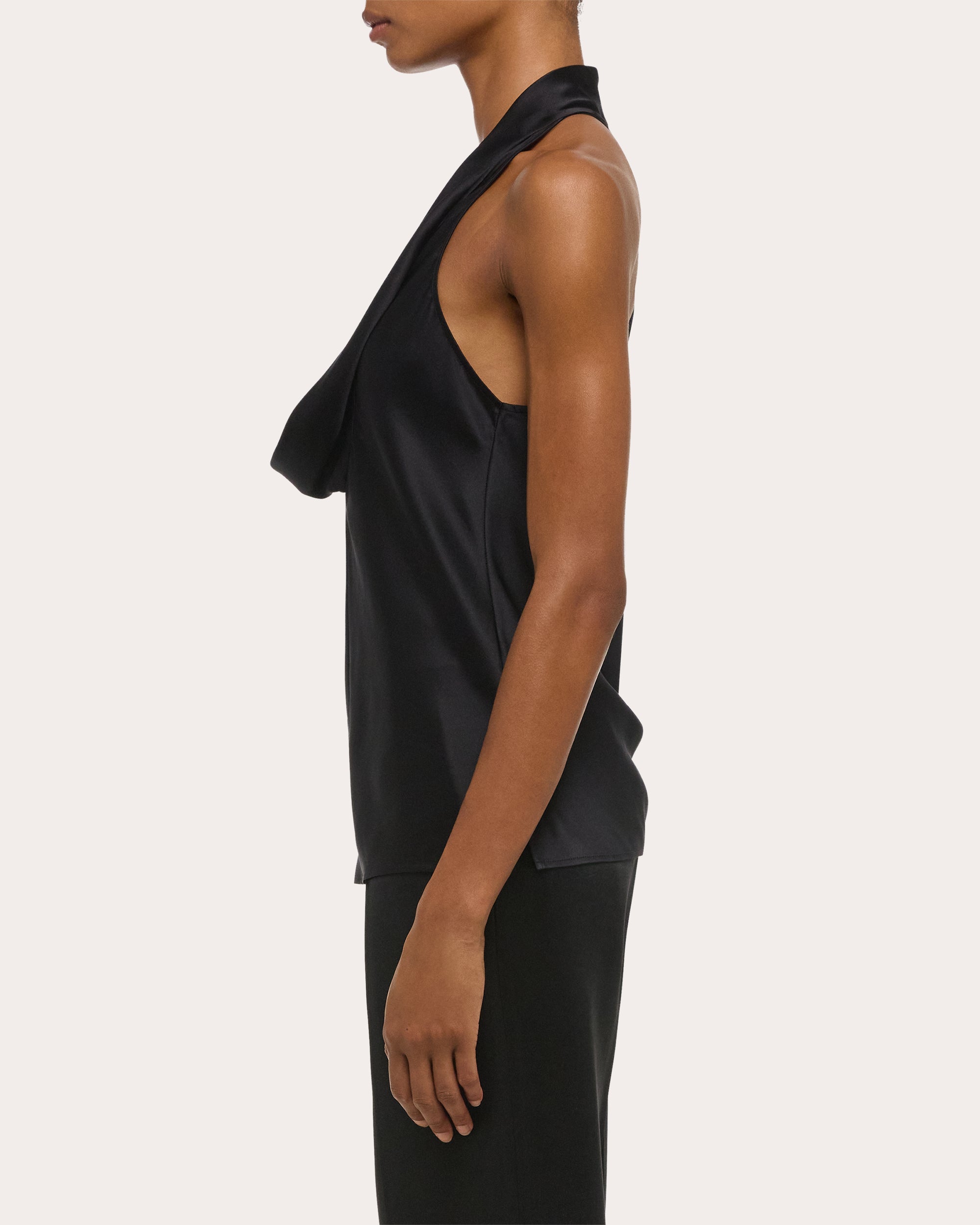 Silk Bias-Cut Cowl Neck Top