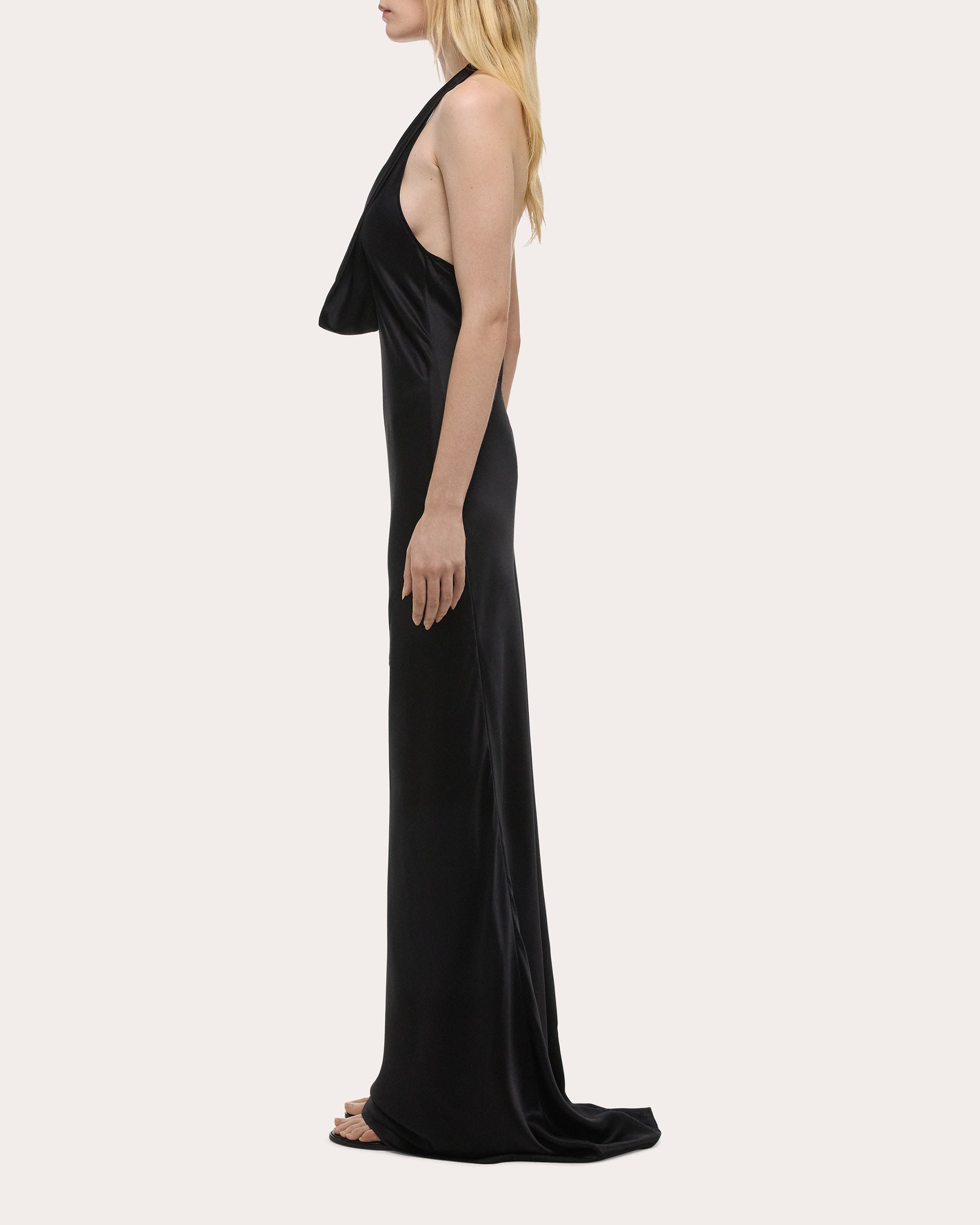Silk Bias-Cut Cowl Neck Maxi Dress