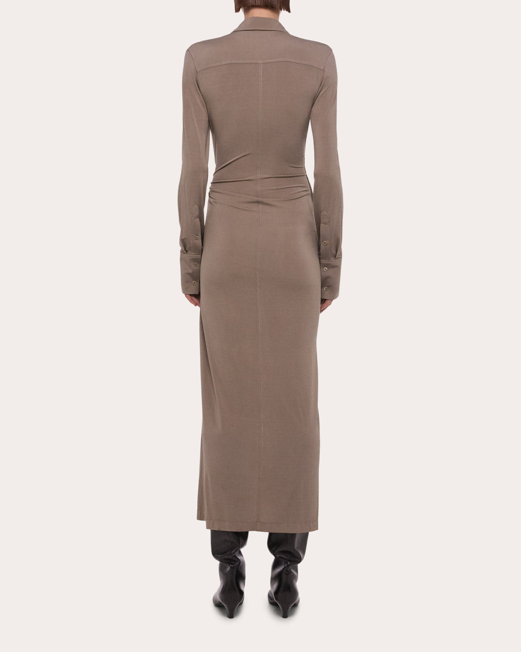 Stretch Jersey Twisted Shirt Dress