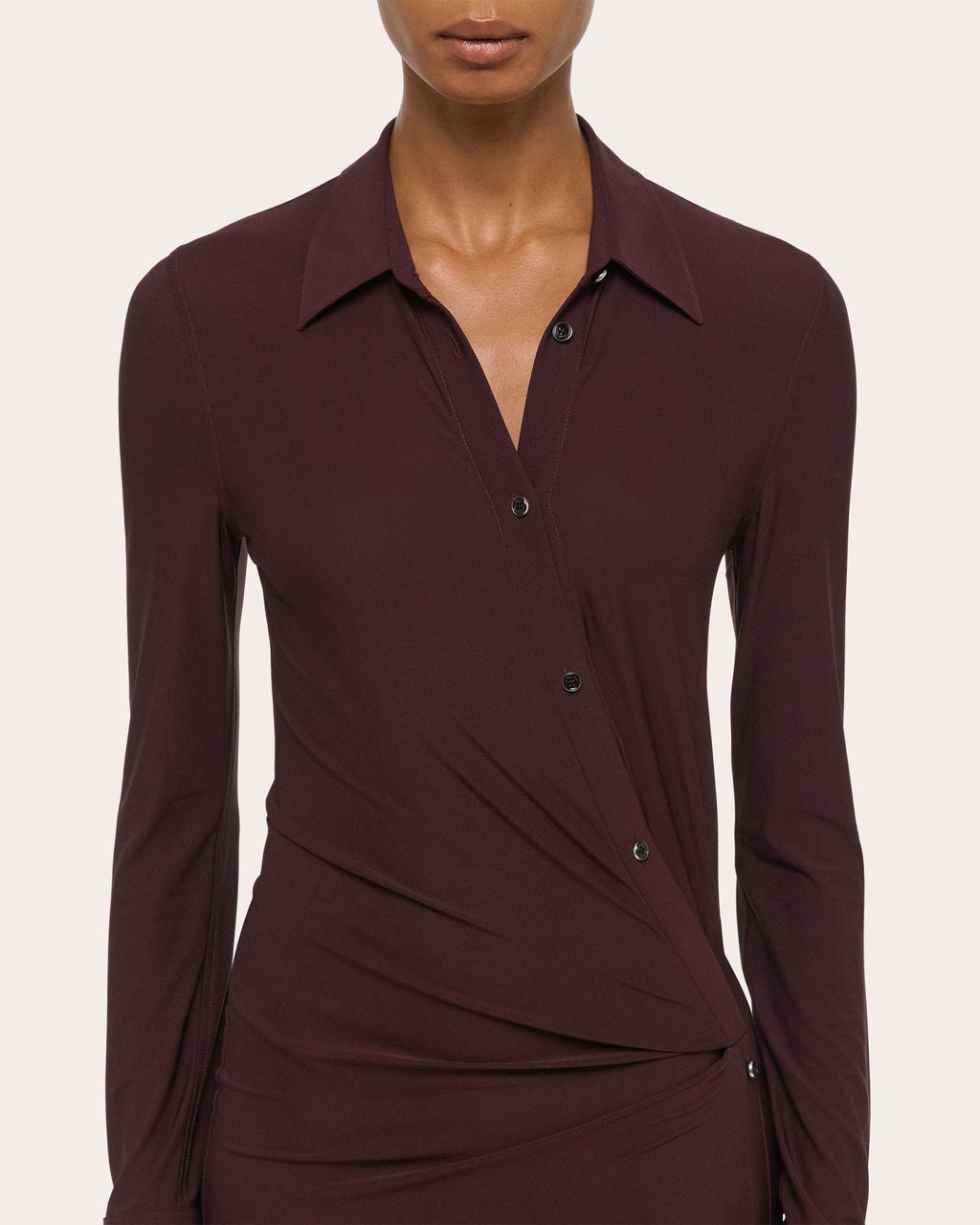 Stretch Jersey Twisted Shirt Dress