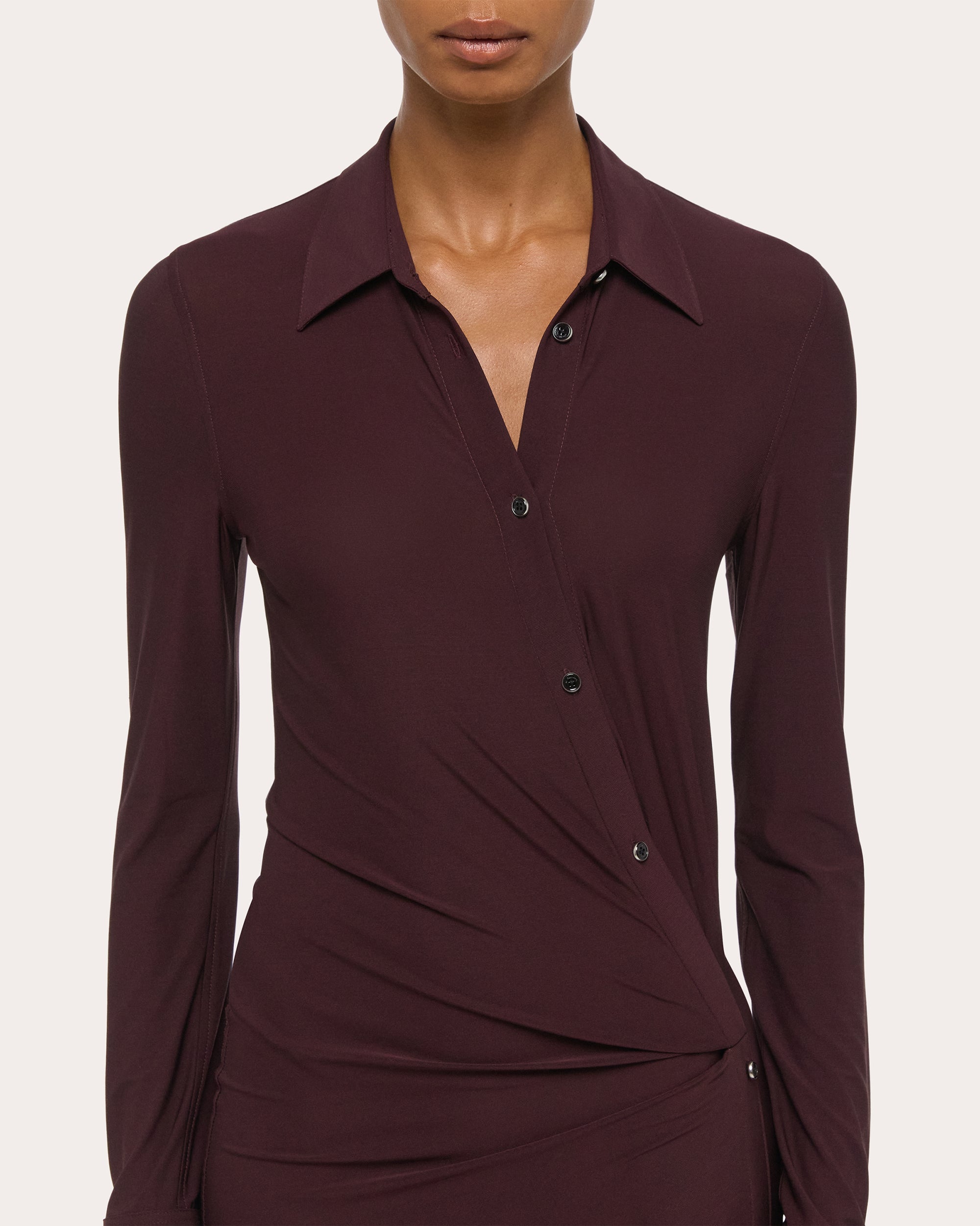 Stretch Jersey Twisted Shirt Dress