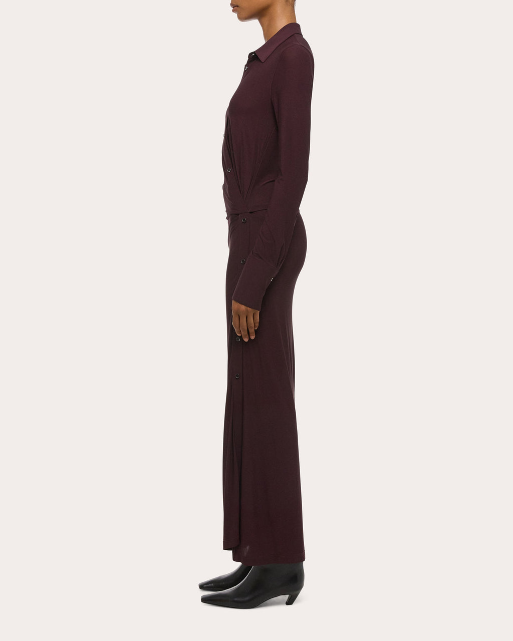 Stretch Jersey Twisted Shirt Dress