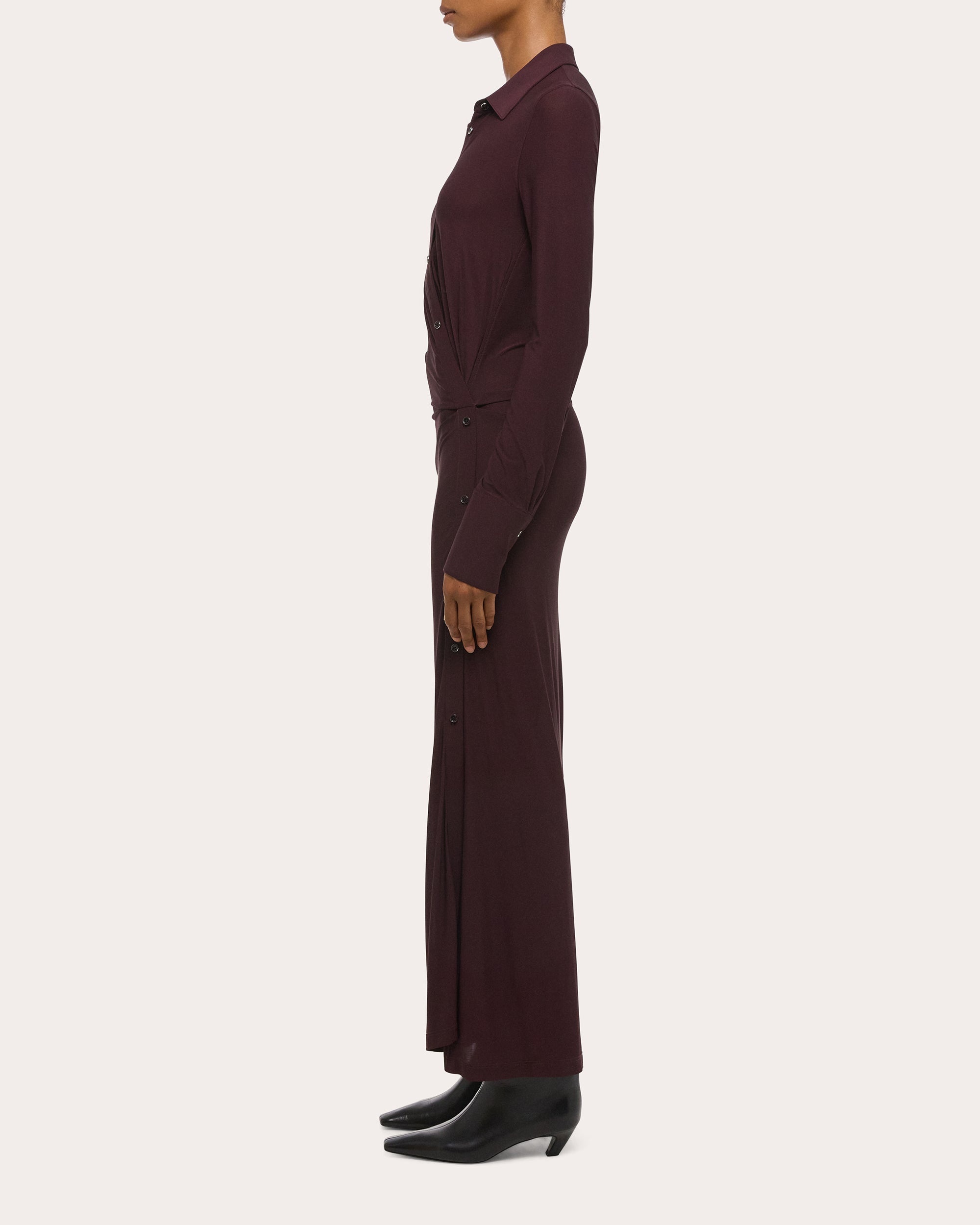 Stretch Jersey Twisted Shirt Dress