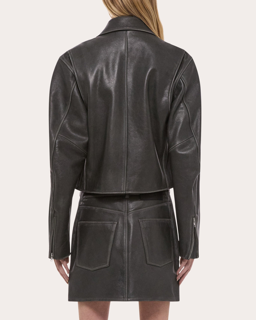Distressed Leather Biker Jacket