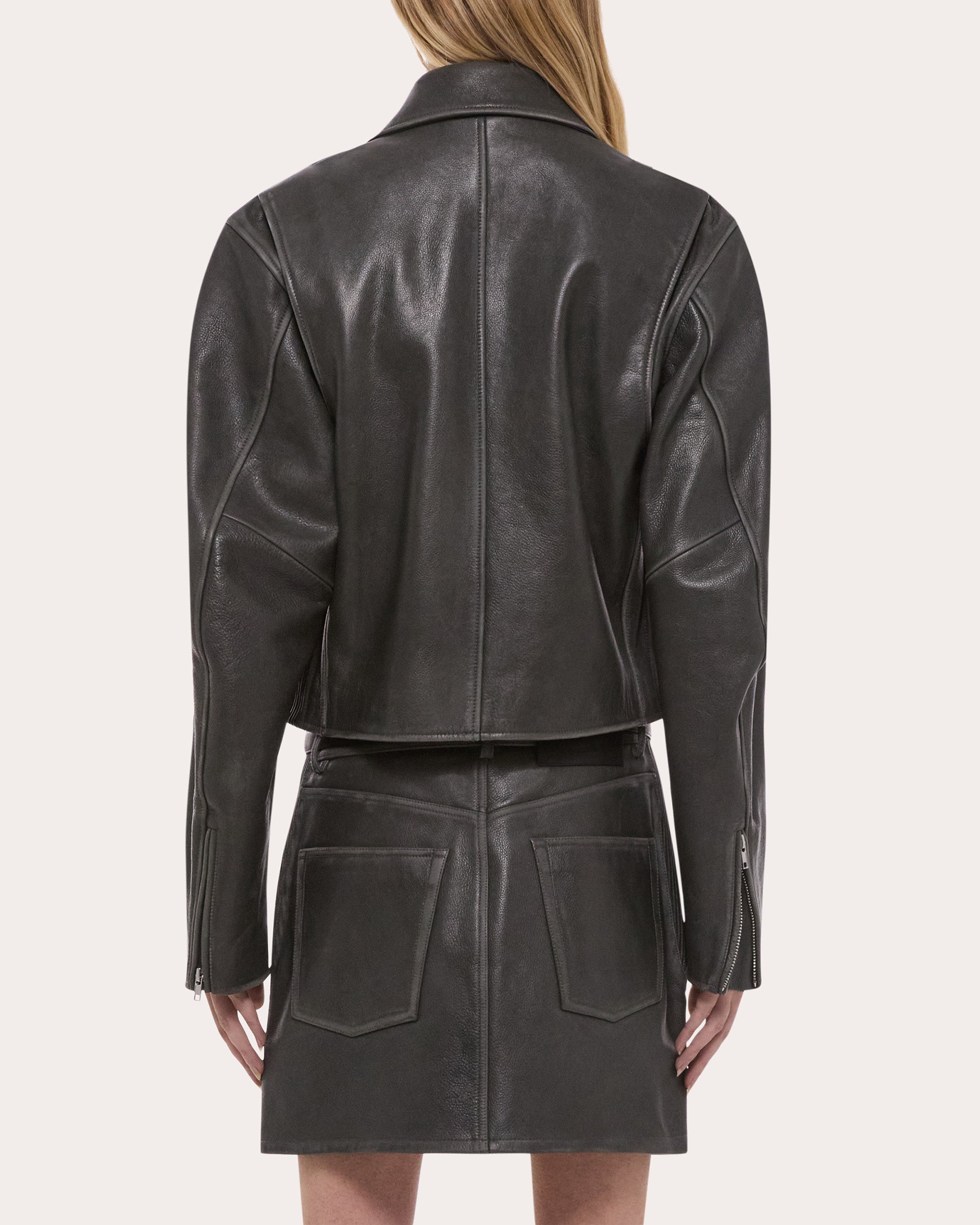 Distressed Leather Biker Jacket