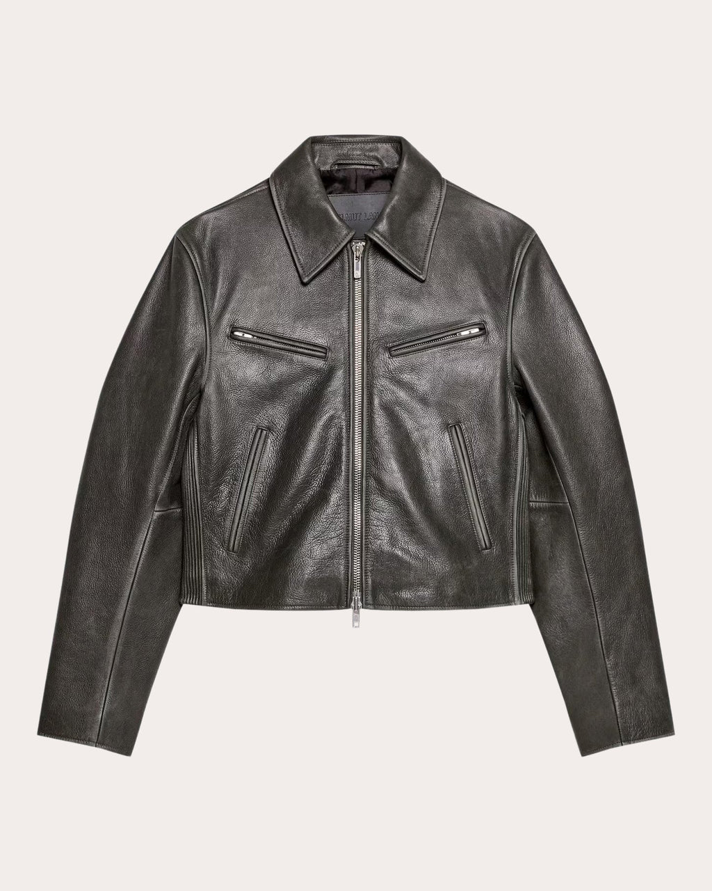 Distressed Leather Biker Jacket