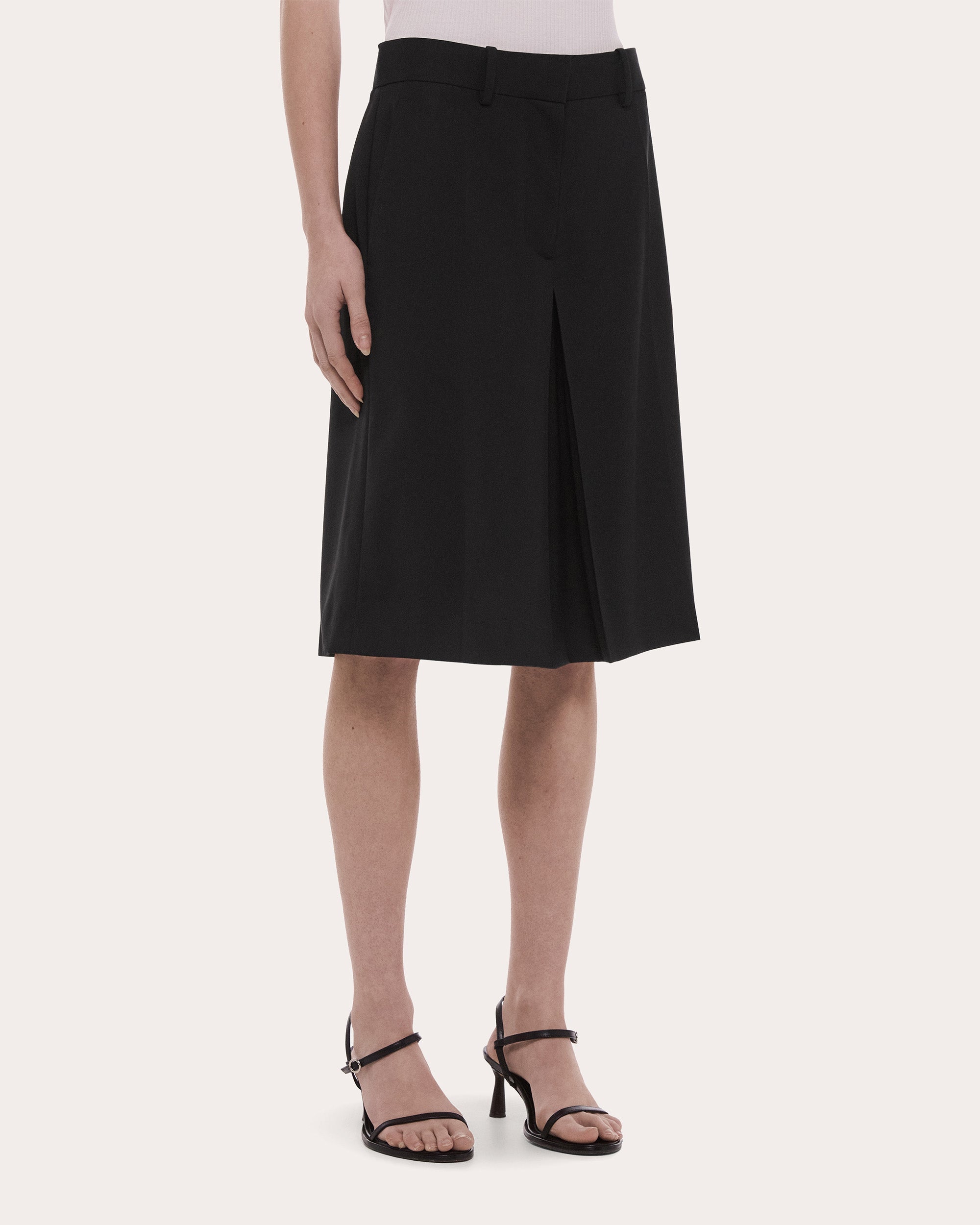 Wool Gabardine Wardrobe Midi Skirt