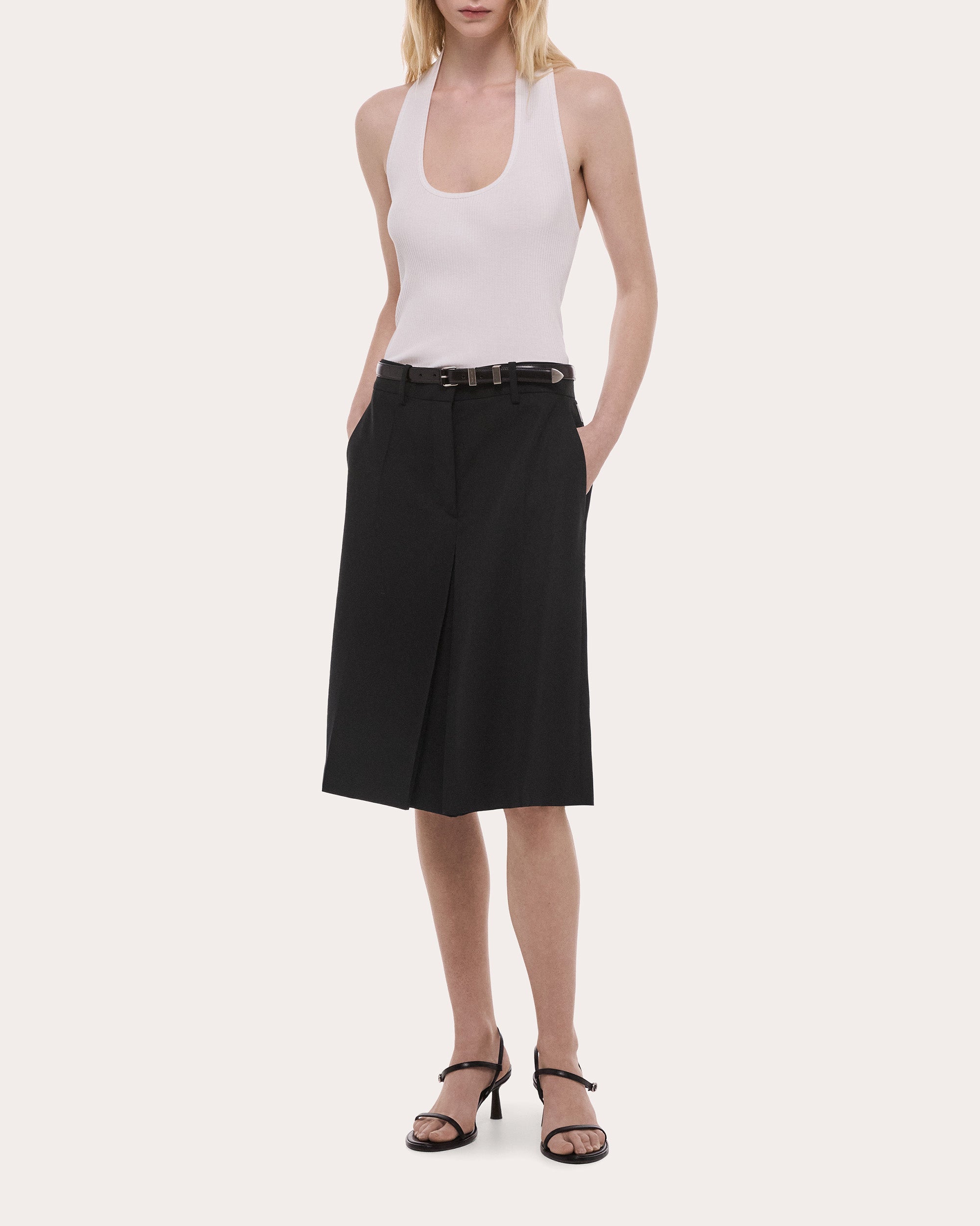 Wool Gabardine Wardrobe Midi Skirt