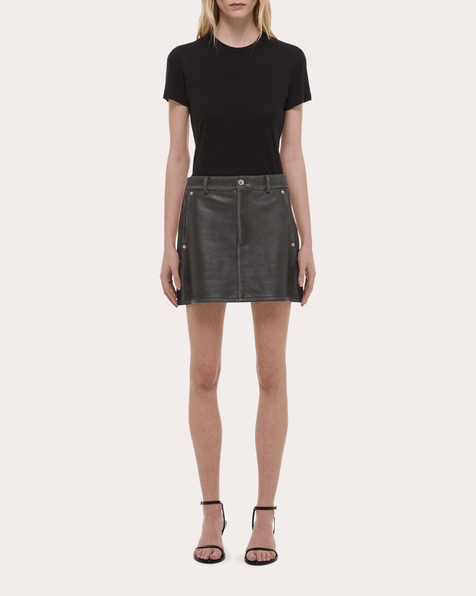 Distressed Leather Moto Mini Skirt