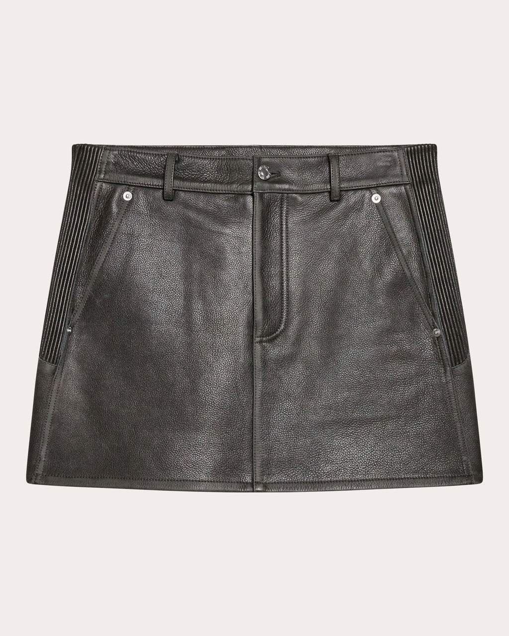 Distressed Leather Moto Mini Skirt