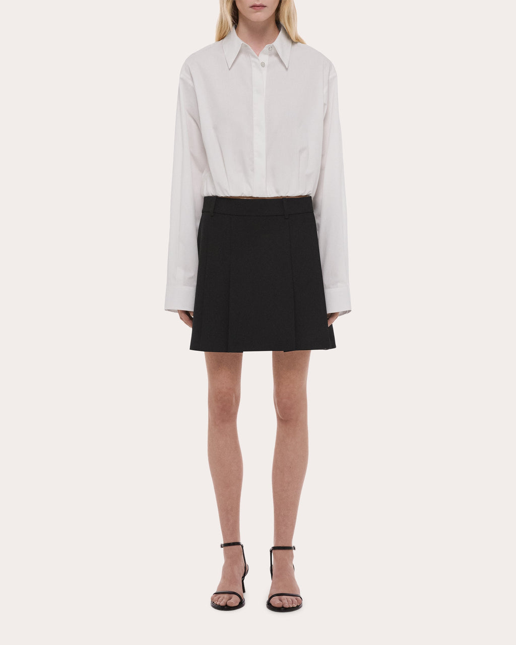 Wool Gabardine Wardrobe Pleated Mini Skirt