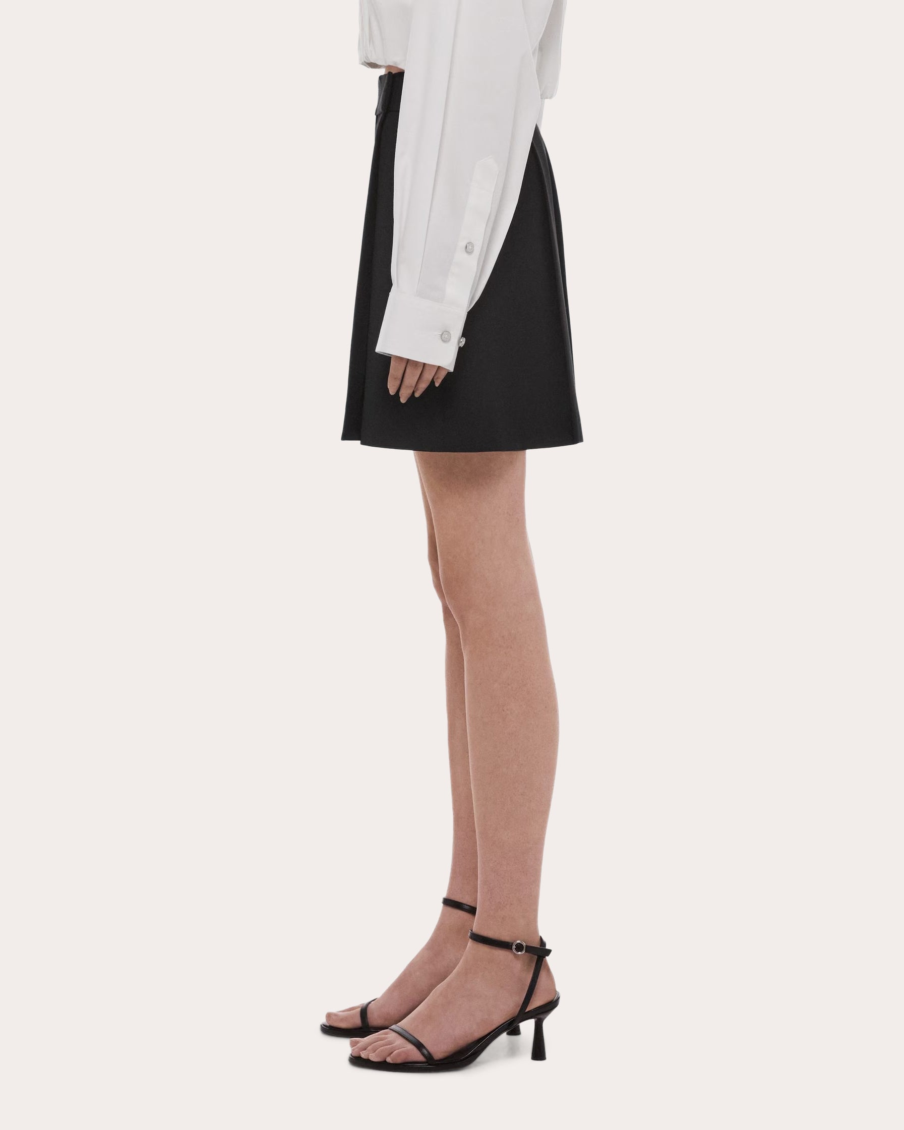 Wool Gabardine Wardrobe Pleated Mini Skirt