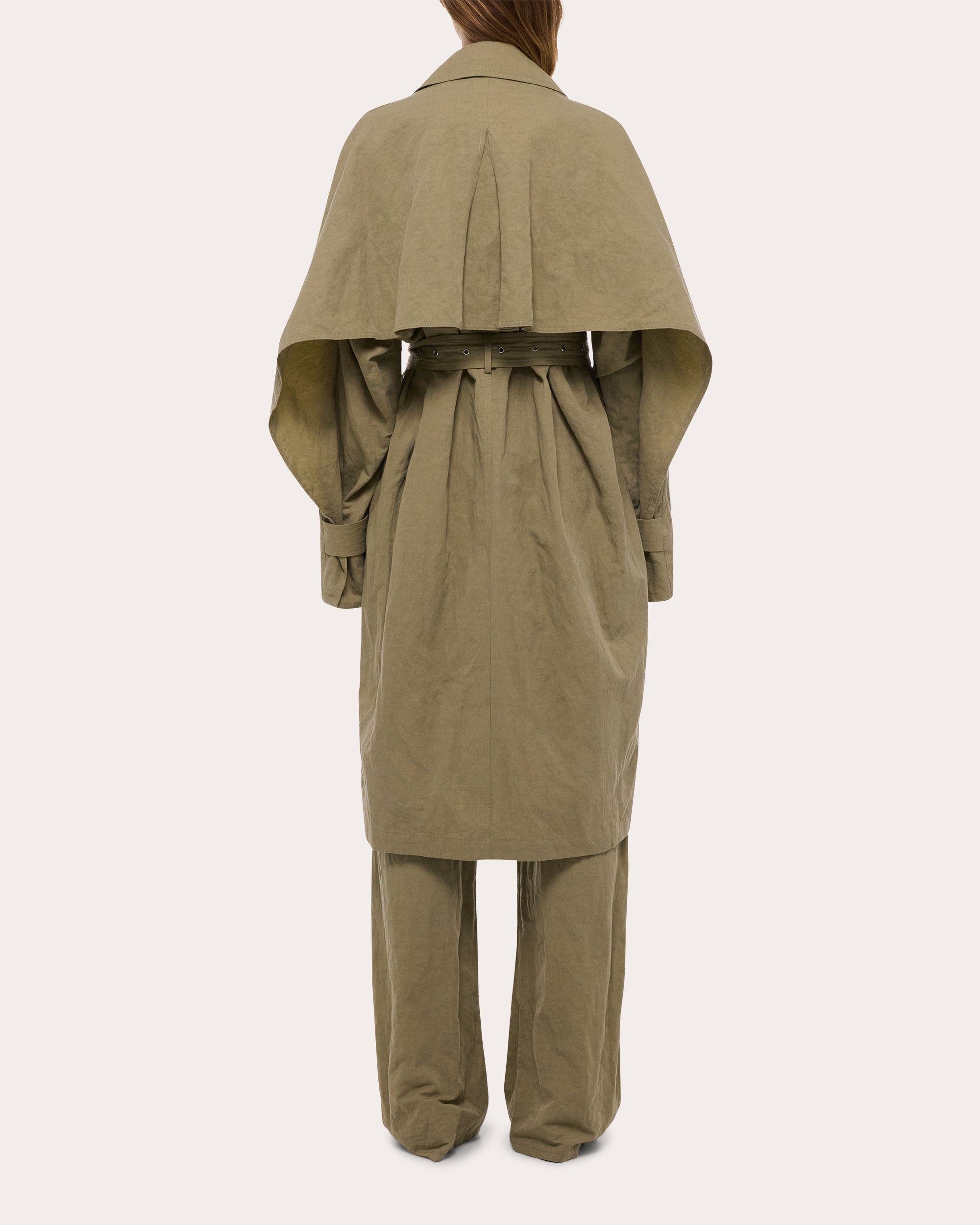 Cotton Linen Cape Trench Coat
