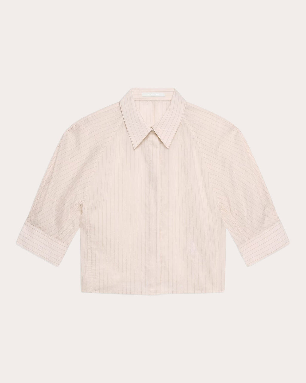 Sheer Stripe Articulated Crop Button-Up