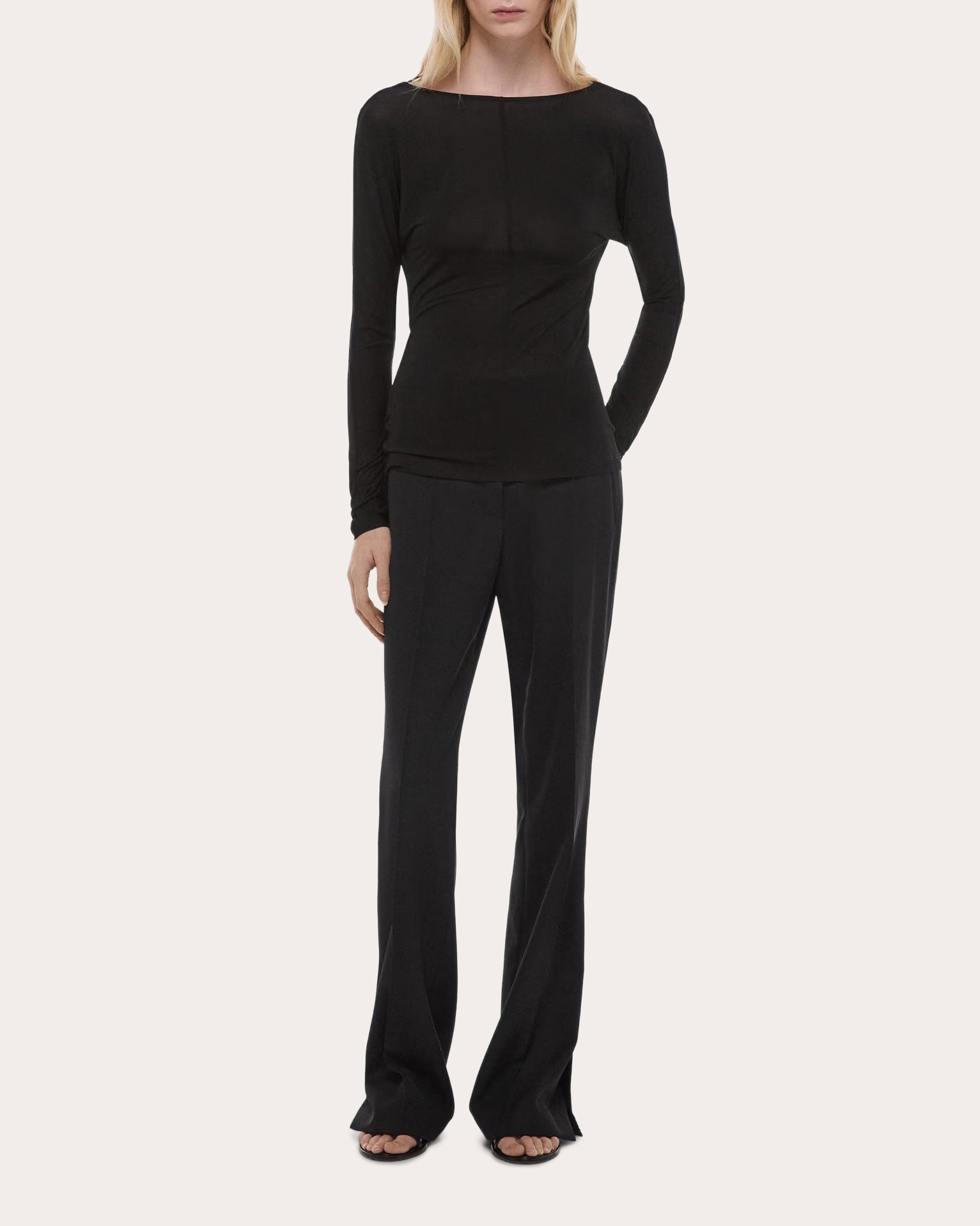Stretch Jersey Draped Cowl Back Top